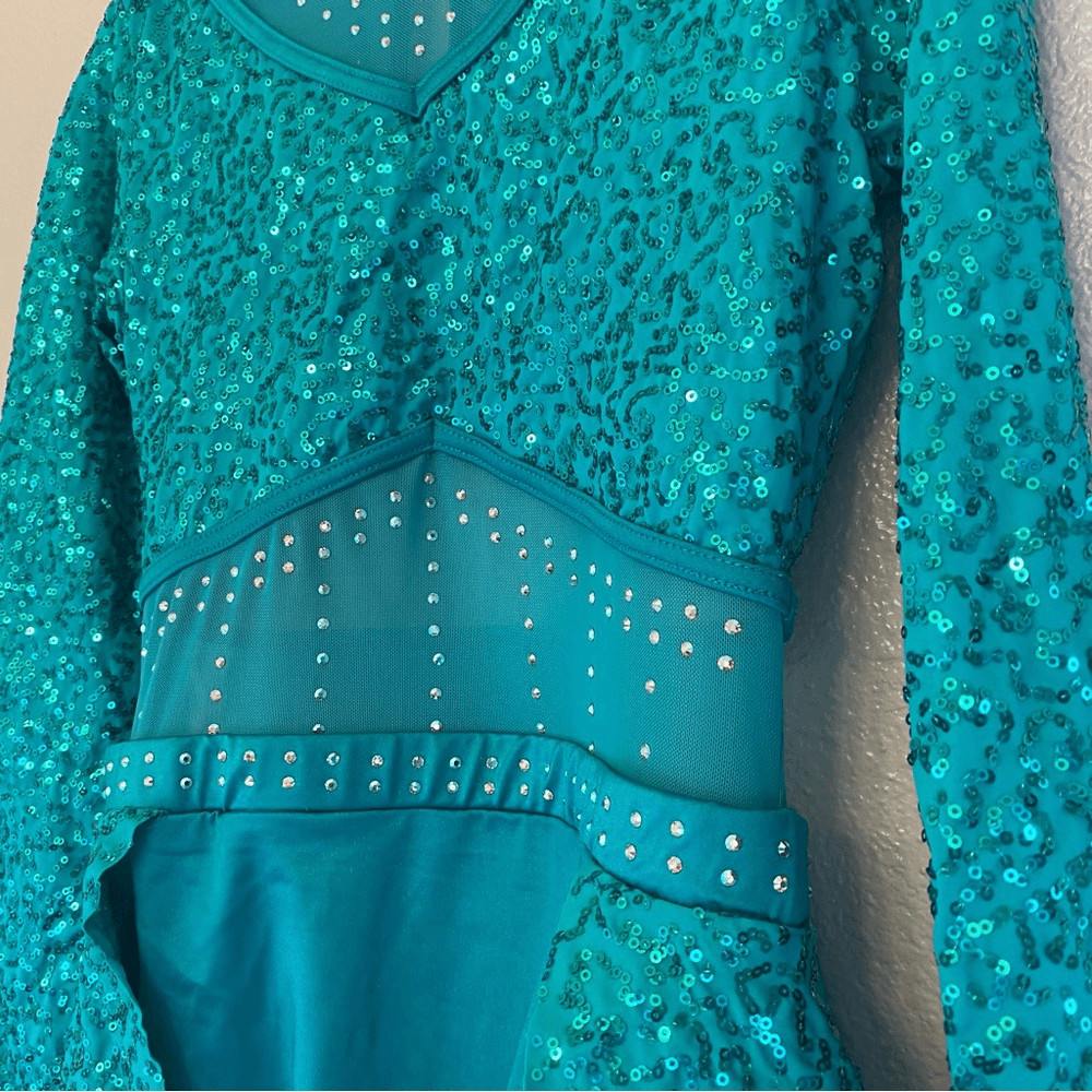 WEISSMAN Elite Dance Costume Kelly green sequin Crazy What Love Can Do 14913 SA
