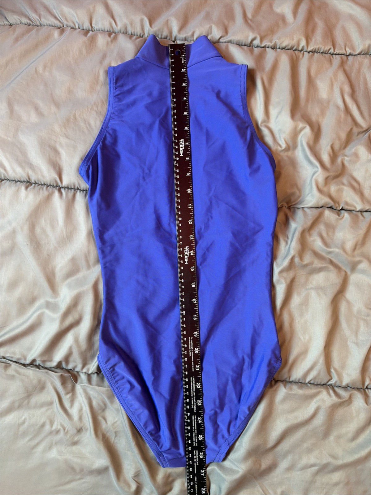 BP Designs Adult Small Blue Mock Neck Zip Front Dance Leotard Sleeveless Ballet
