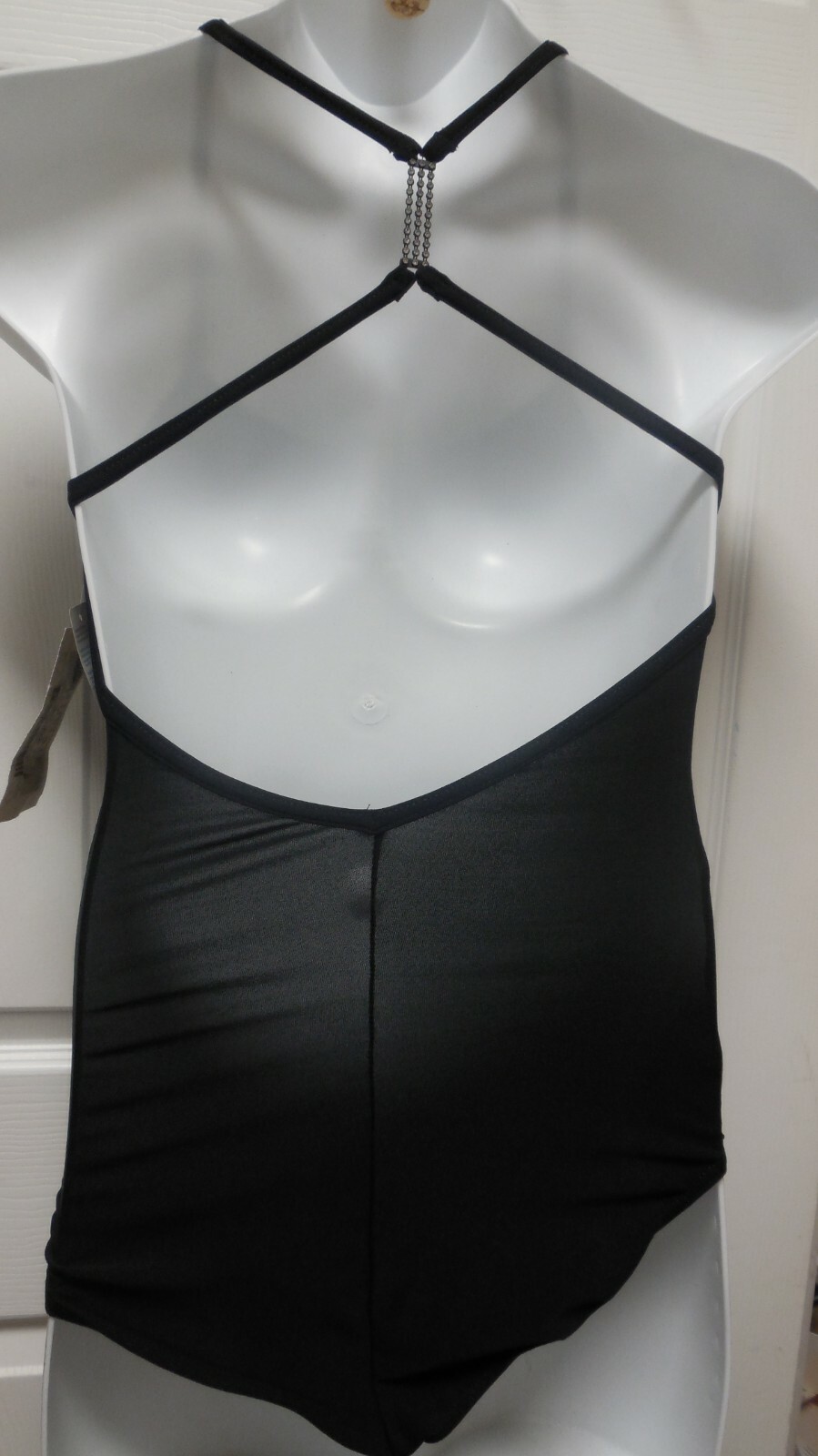 Strappy Rhinestone Embellished Cami Leotard Black Child Ladies Dance Ballet NWT