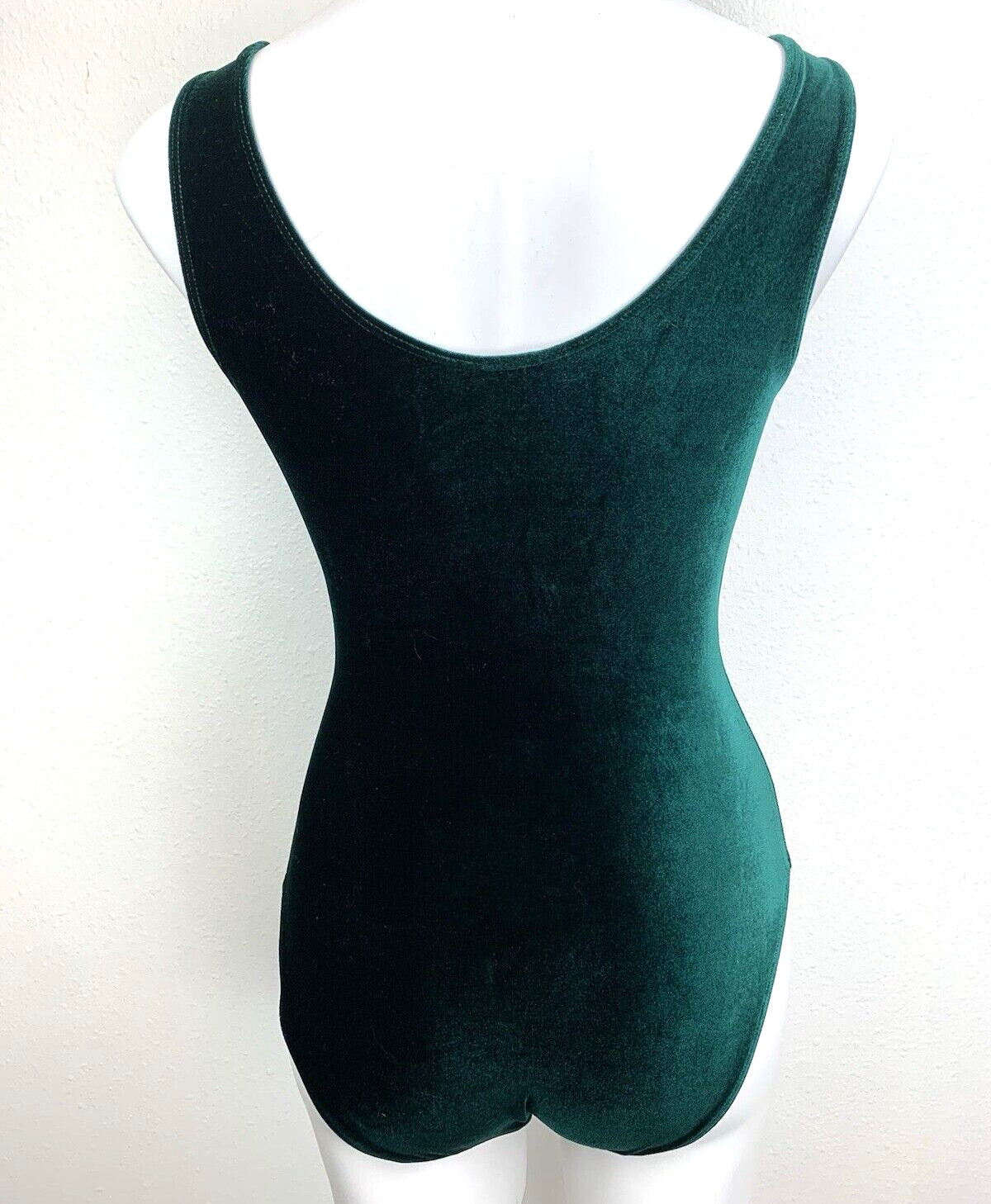 GK Leotard Gymnastics Size S Women’s Dark Green Velour Sleeveless Rhinestones