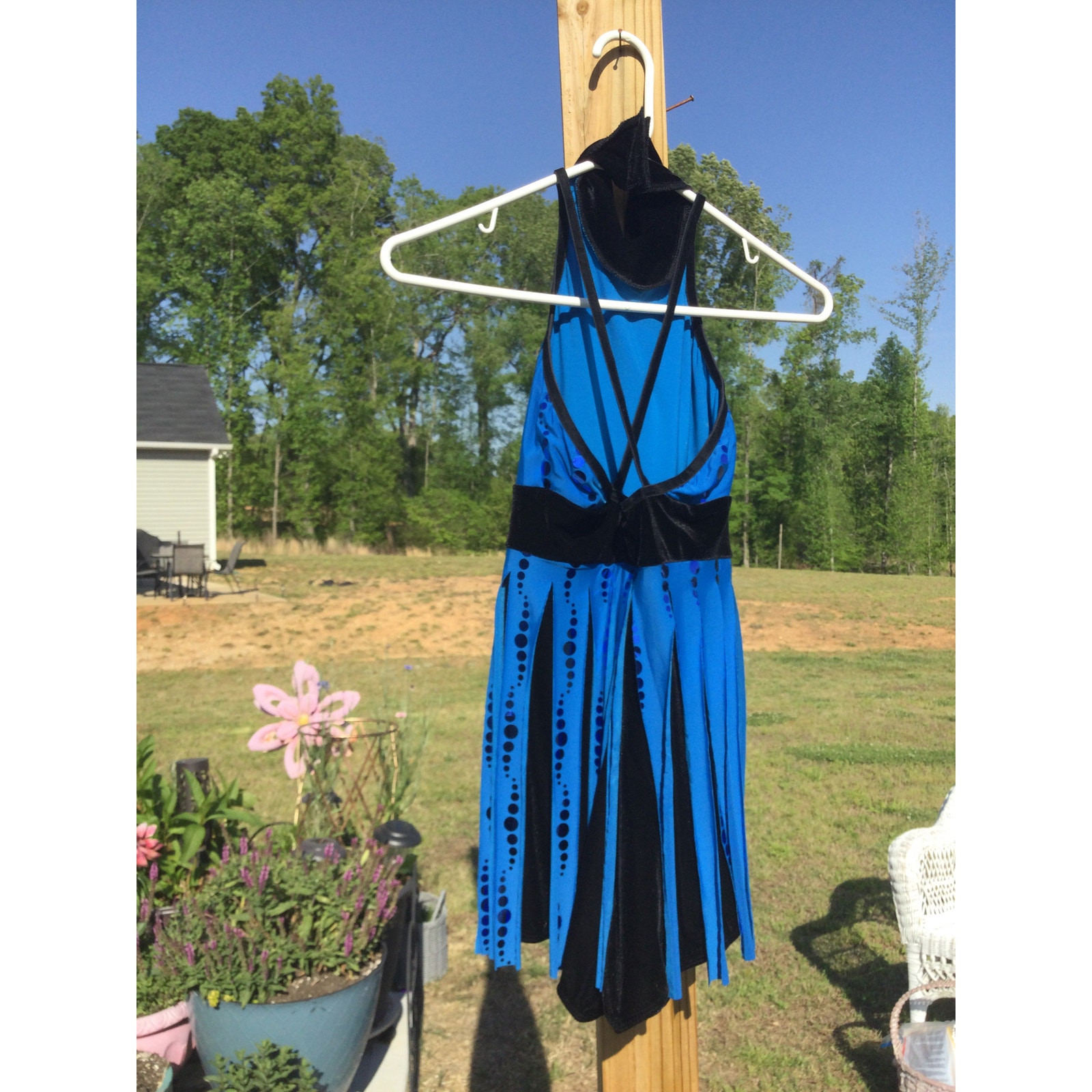 Art Stone Adult Leotard Size Small SA Blue Black Dancewear Tap Jazz Sequin Pleat