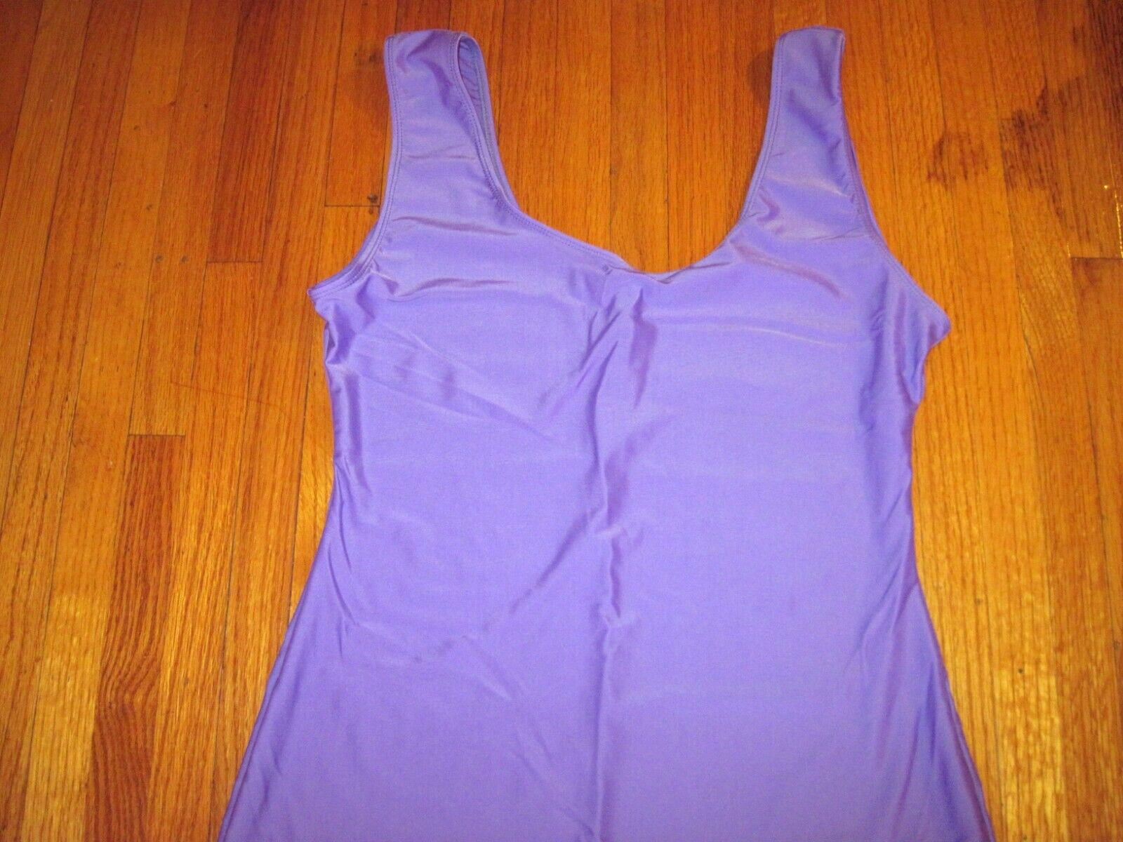 Plus Size Shiny Violet Tank Spandex Stirrup Foot Unitard Jumpsiut Sz 3XL-18+ New