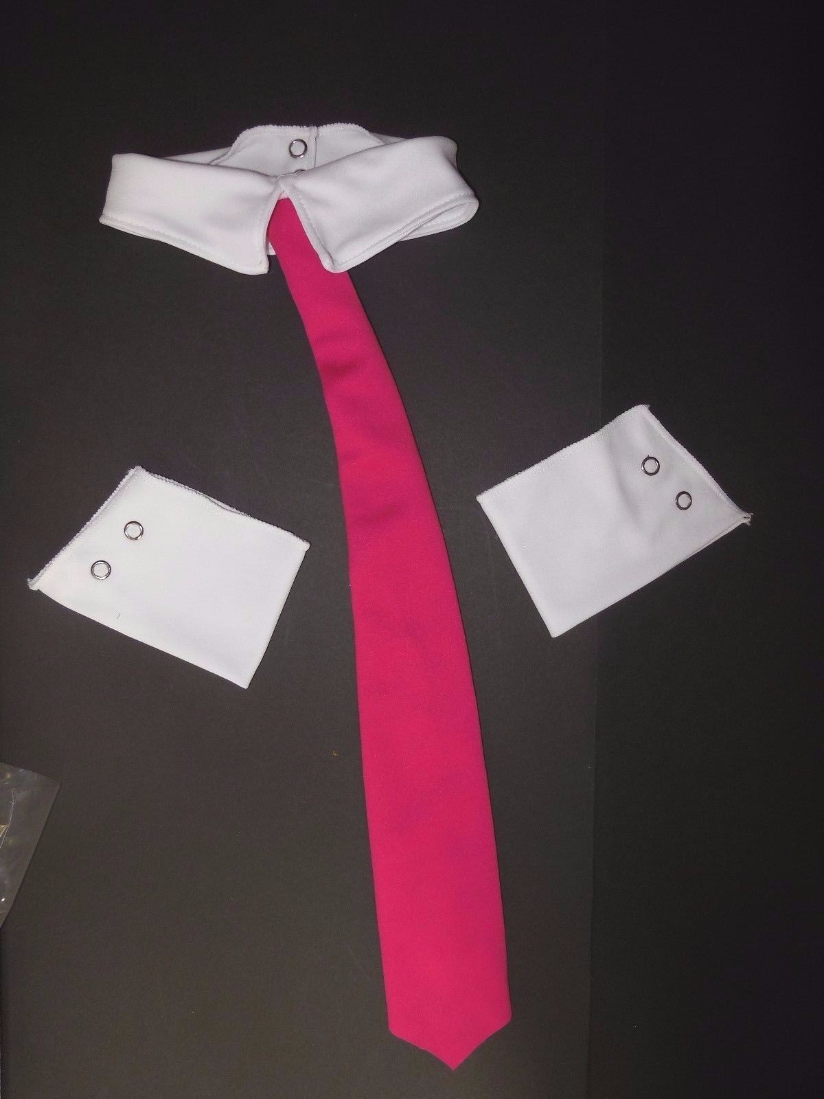 NWT Snap on Business collar w/rasberry necktie & white cuffs child/Ladies sz