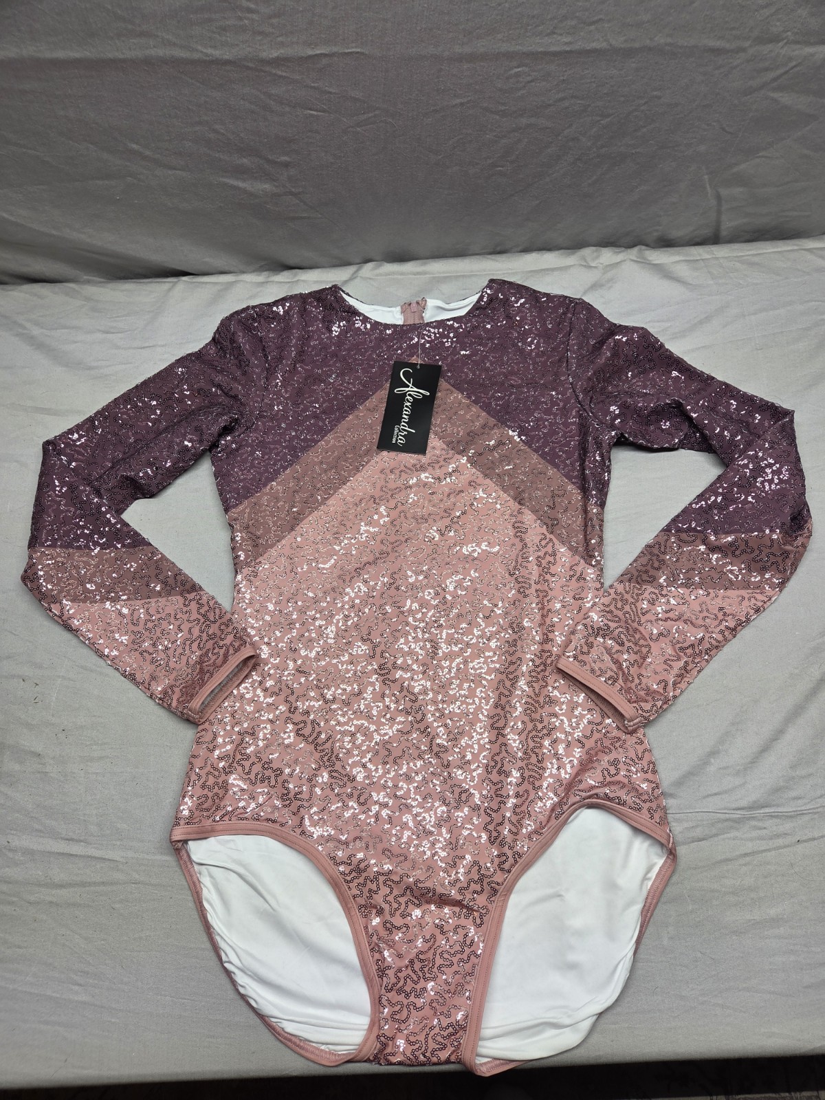 Alexandra Costumes acro Sequin Dance jazz tap Leotard M Mauve NWT
