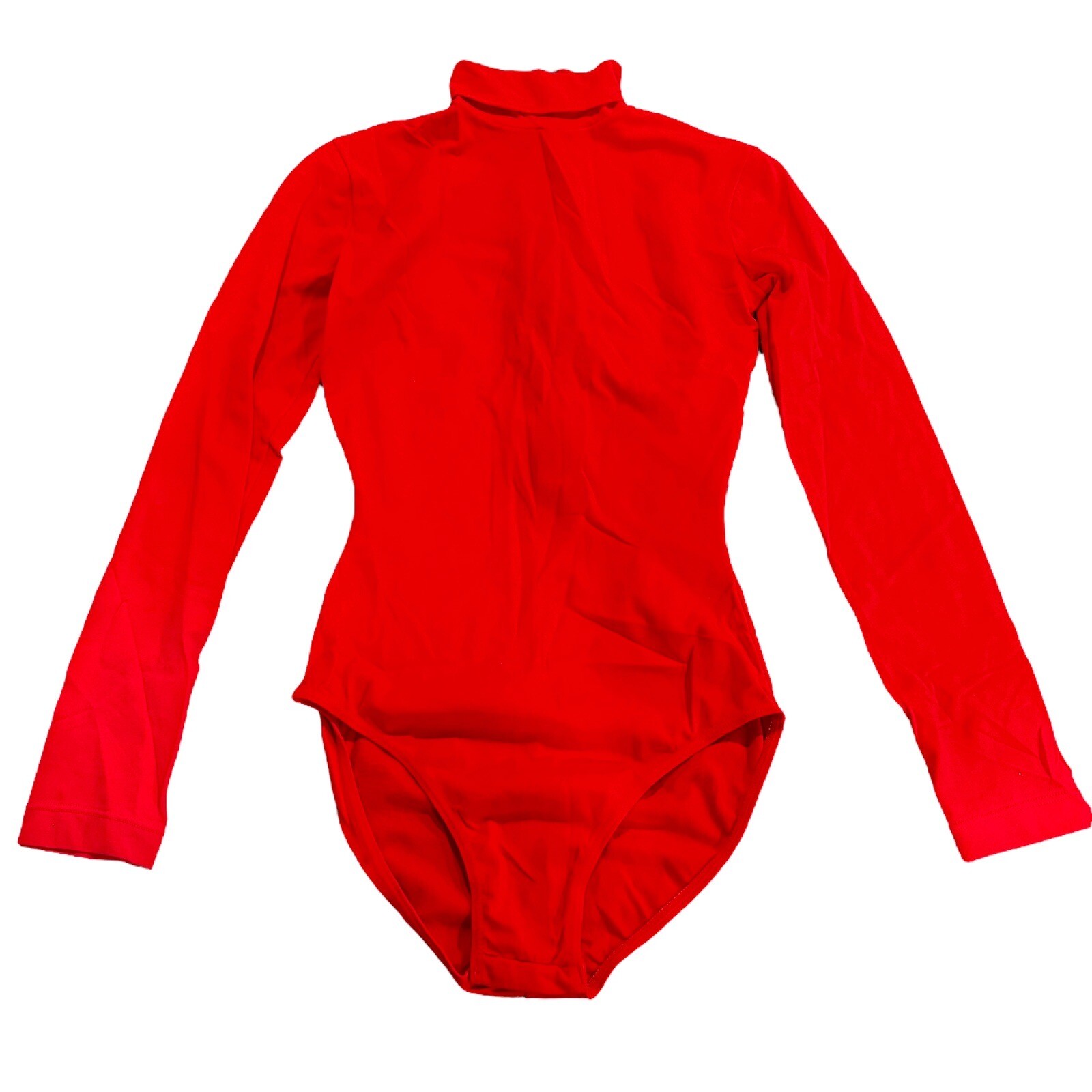 Vintage Danskin 6313 Red Mock Turtleneck Leotard Bodysuit Small Cheer Costume