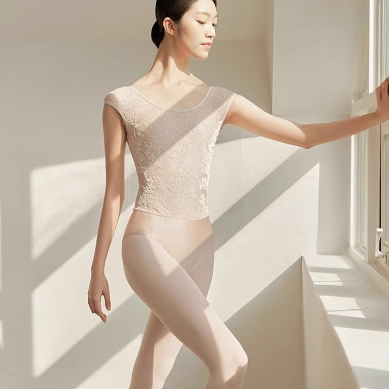 Ballet One-piece Suit Women Dance Flower Pattern Practice Yoga Exercise Top