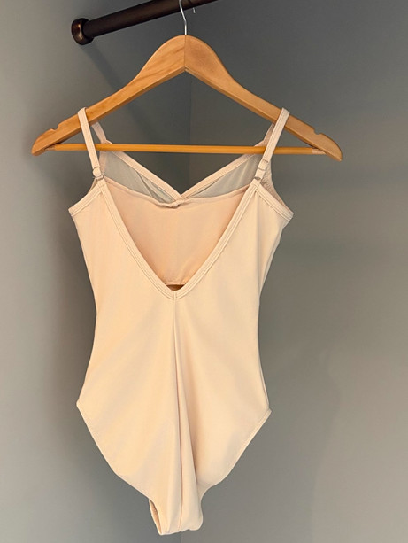 Embroidered Ballet Dance Leotard Camisole Strap Beige Practice Adult All Sizes