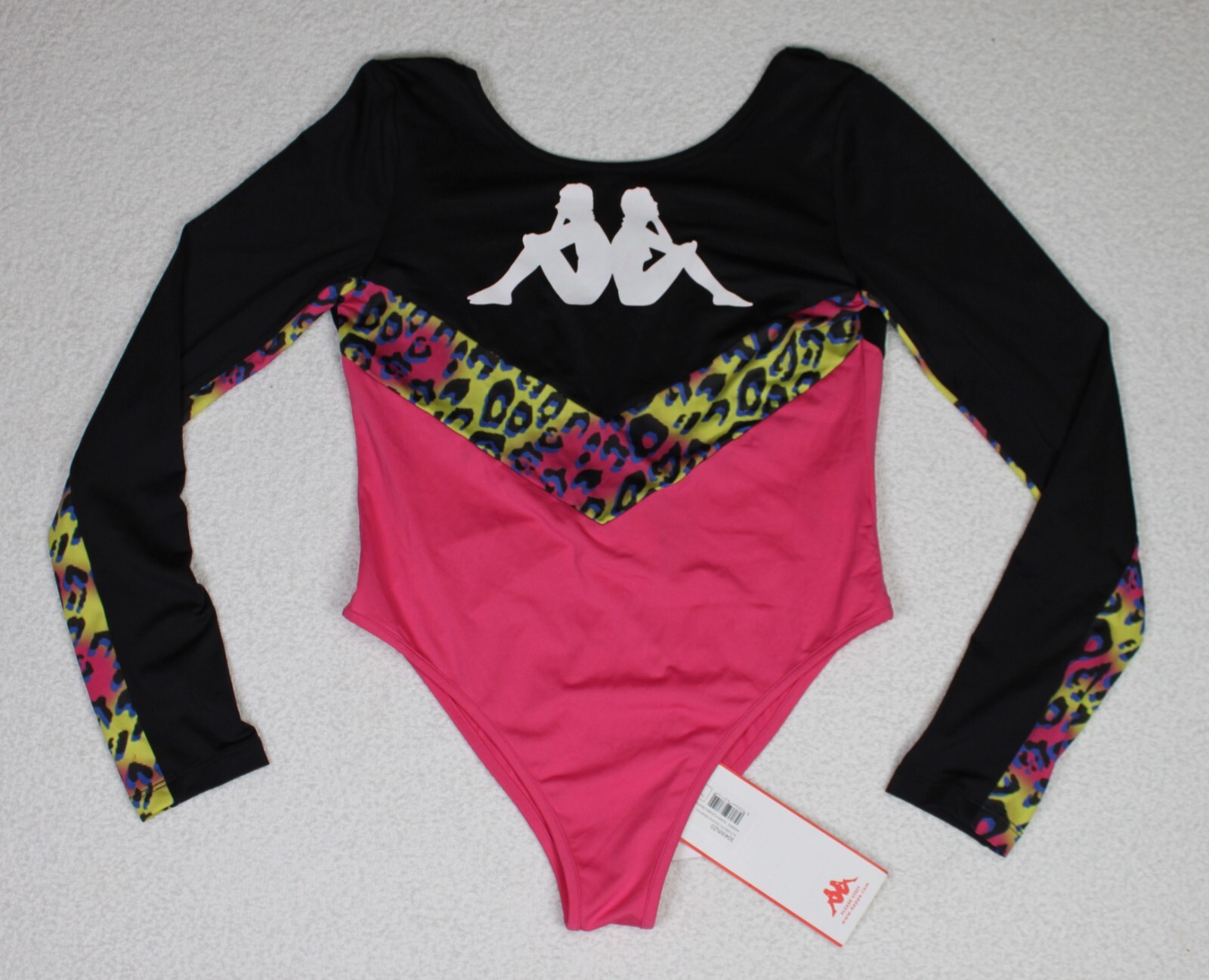 Kappa Women’s Gymnastics Leotard Skin Fit Black Fuchsia Cheetah Size Medium