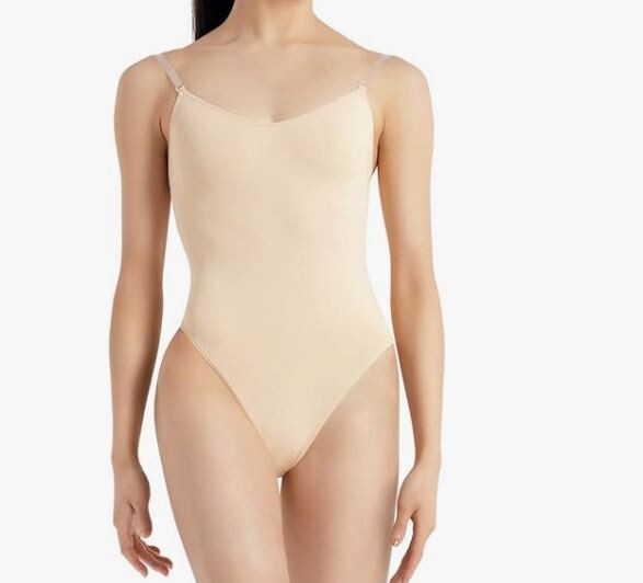 Capezio Women’s Camisole Leotard w/Clear Transition Straps Nude X-SMALL