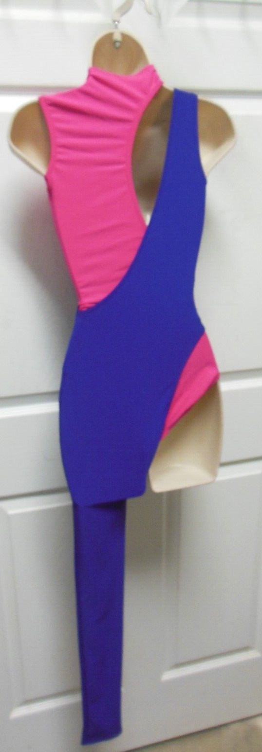 2 pc Set Unitard leotard Asymmetrical Unique SmA MedA.