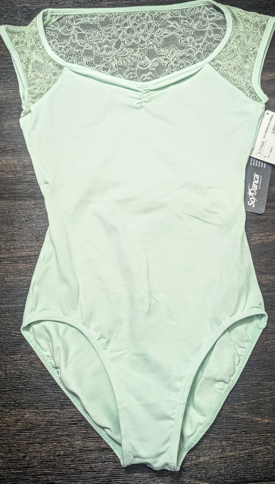 So Danca Aqua Green Adult Small Sleeveless Lace Leotard Style D1170