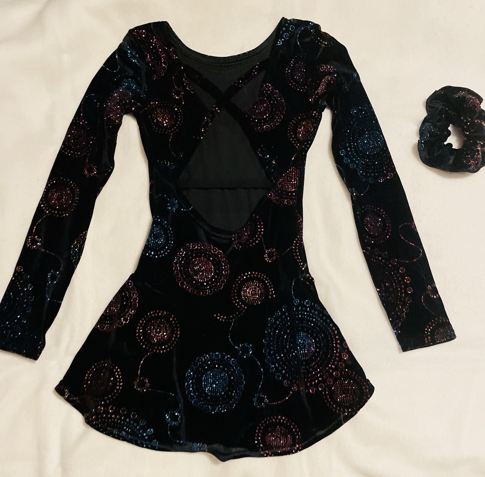 Mondor Glitter Black Multicolor Kids Dance Figure Skating Leotard