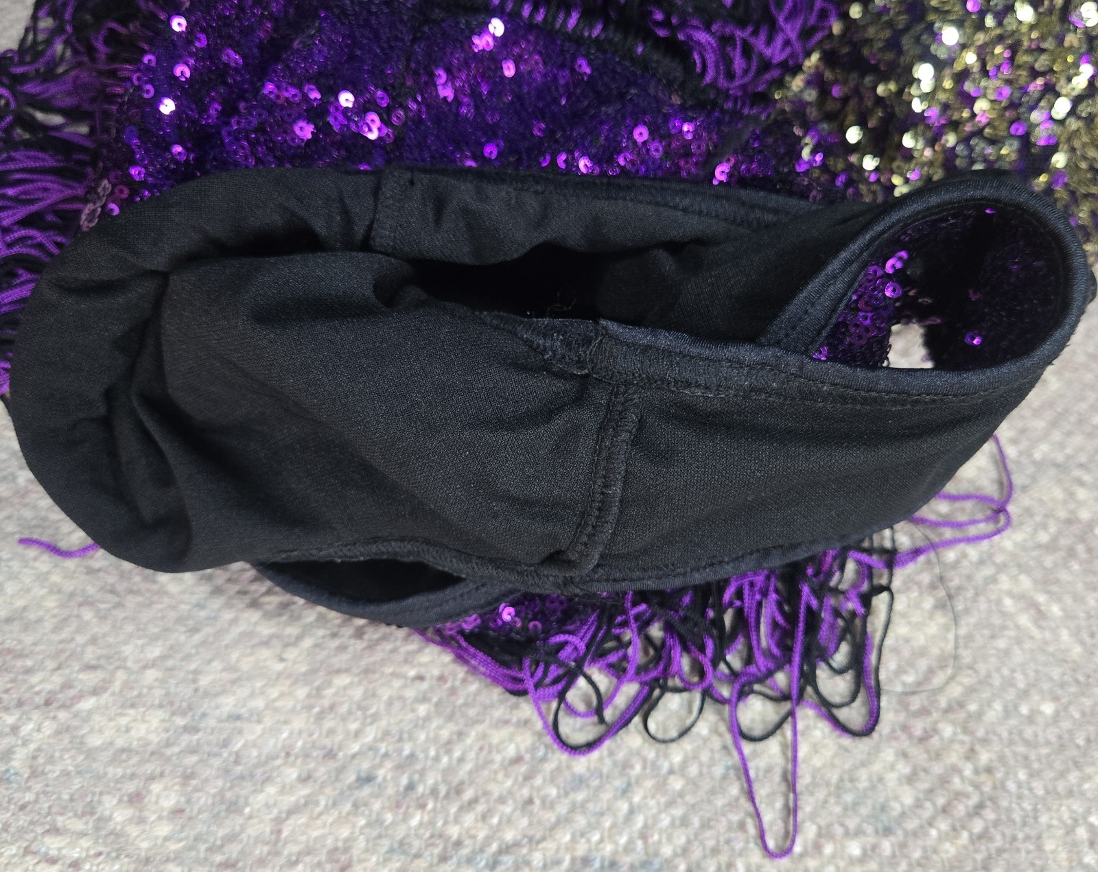 WEISSMAN Women’s SA (4/6) Purple Gold Black SEQUINS Dance Costume Tassels EUC