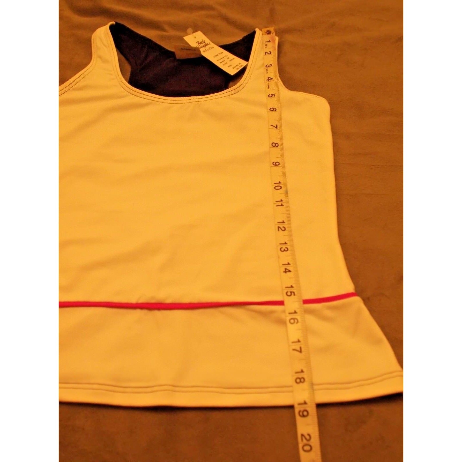 Body Wrappers Dance Top Size M White/Black Pink Piping Stretch Tank Shirt