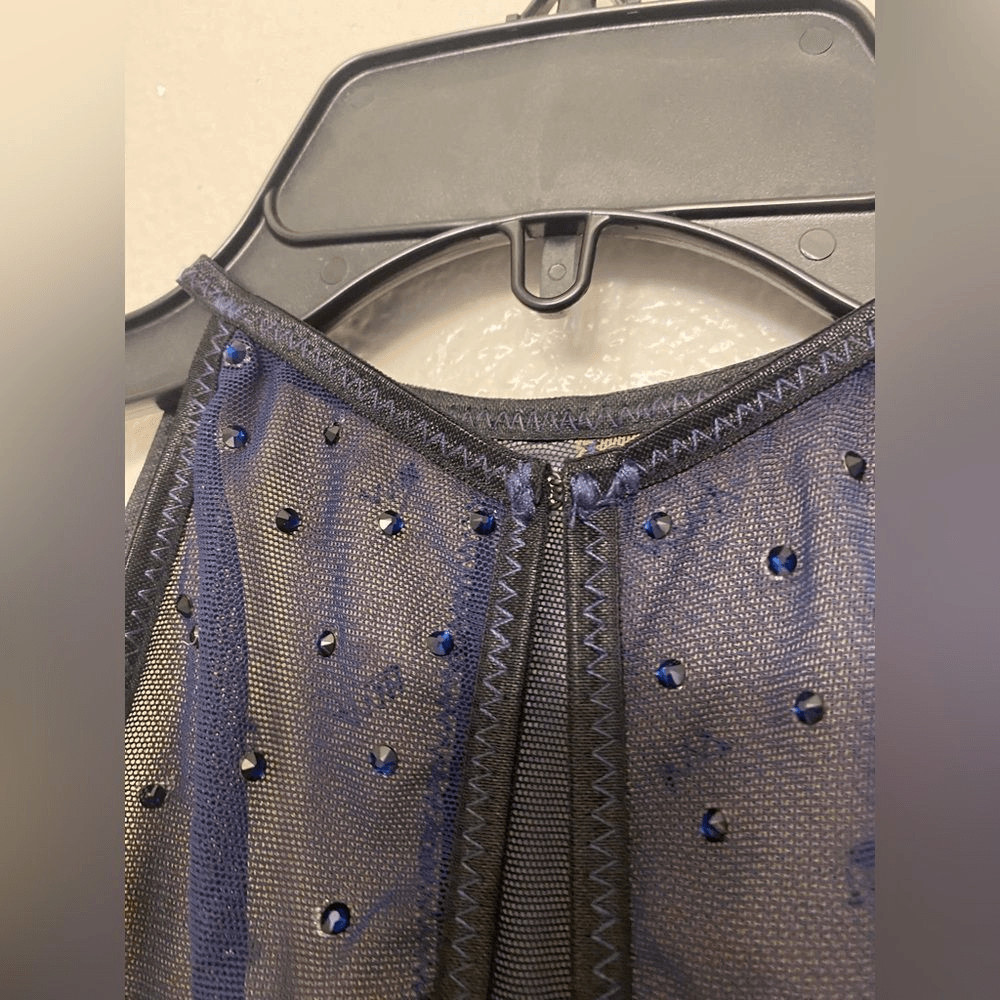 Custom Navy Blue Applique Lyrical contemporary Dance Costume SA-Small Adult