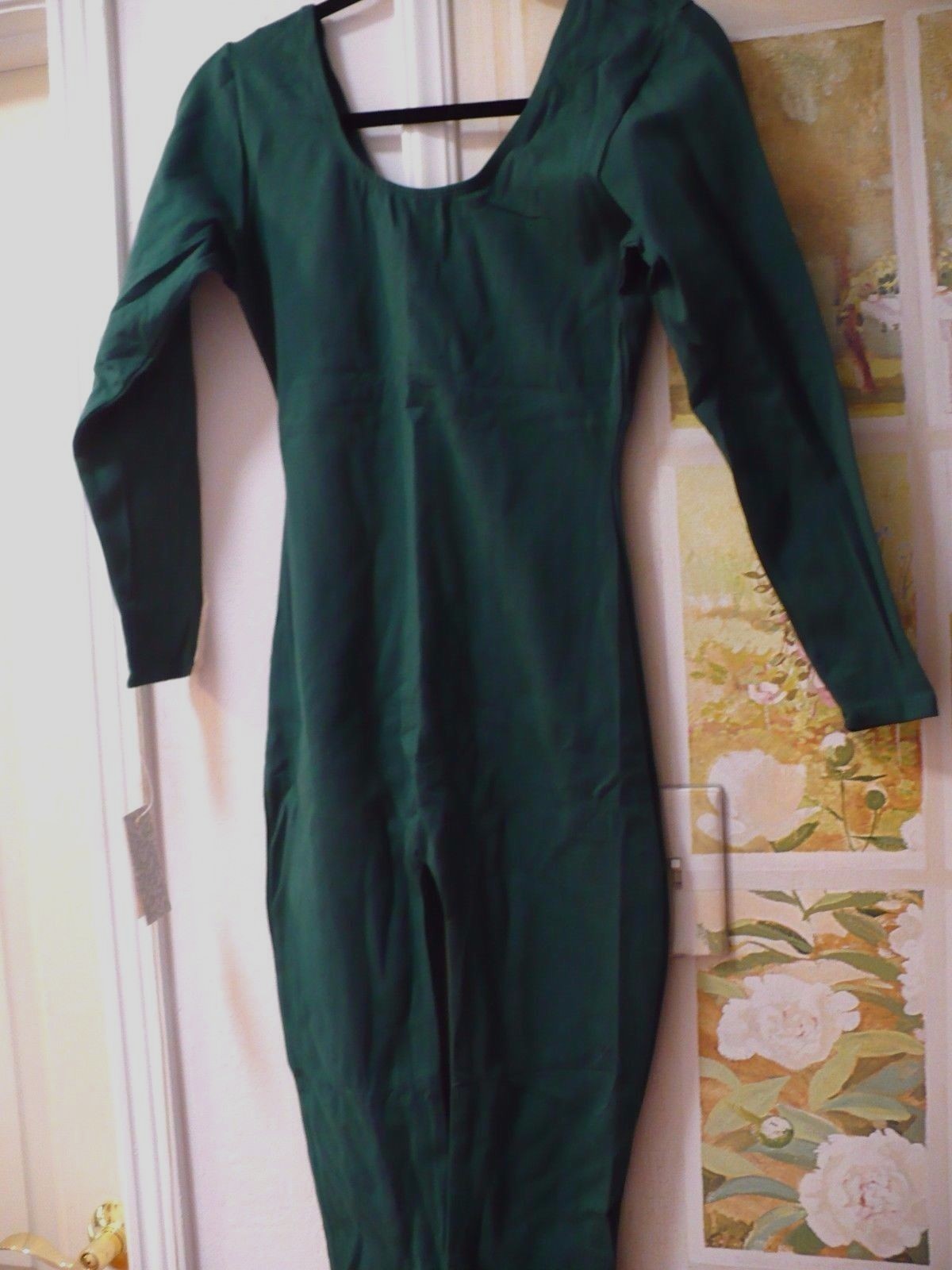 GREEN NEW Cotton Dance Catsuit LONG SLEEVE UNITARD MD, LG. XL leotard w/legs