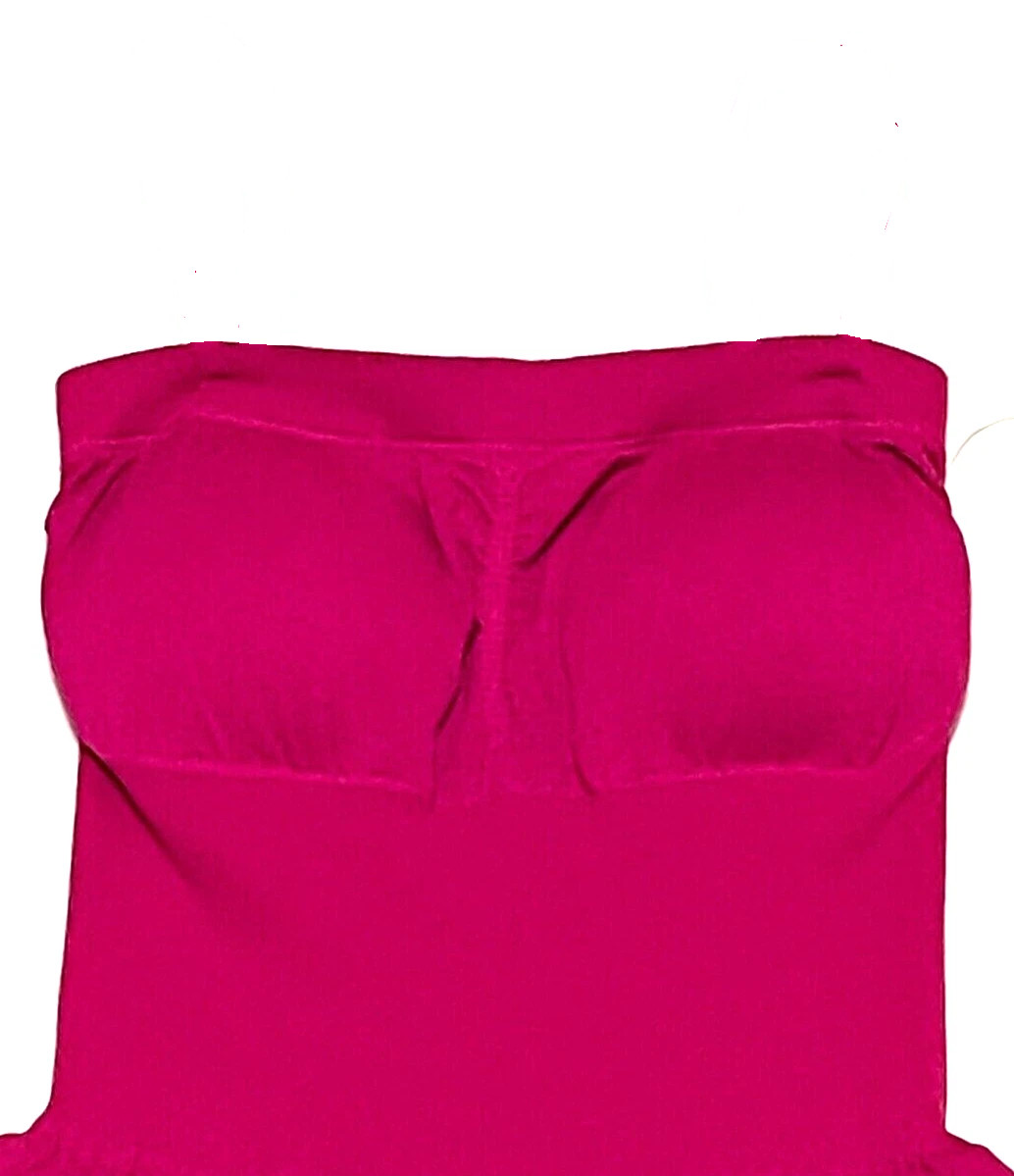 Motionwear Camisole Dress Ruffles Ribbed Strapless Deep Pink New Women One Size