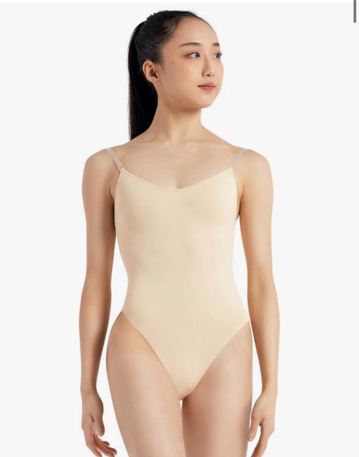 Capezio womens Camisole Leotard With Clear Transition Straps, Nude, Medium 3532