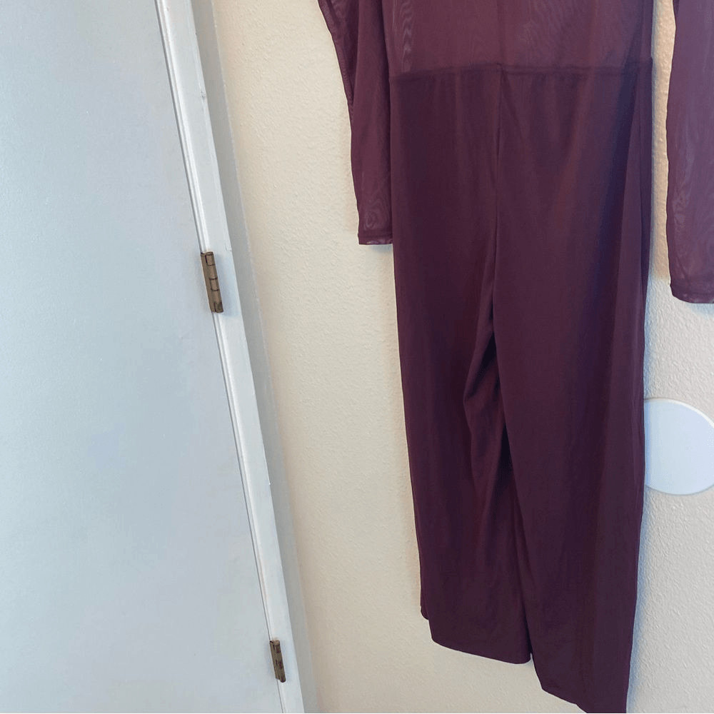 WEISSMAN Balera Dance Costume burgundy Culotte Unitard With Mesh MJ11187 SA