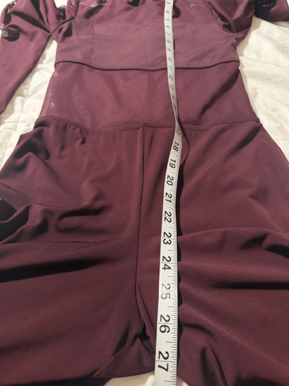 WEISSMAN Balera Dance Costume burgundy Culotte Unitard With Mesh MJ11187 SA