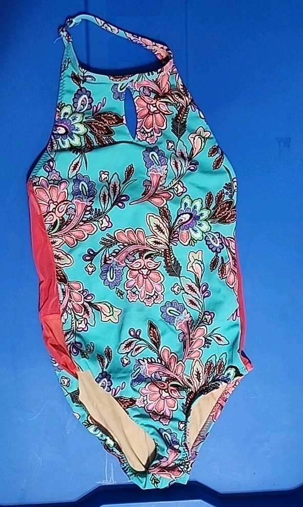 Leotard By TAWNEY G DANCEWEAR Floral Halter With Cut Out And Mesh, Child XL