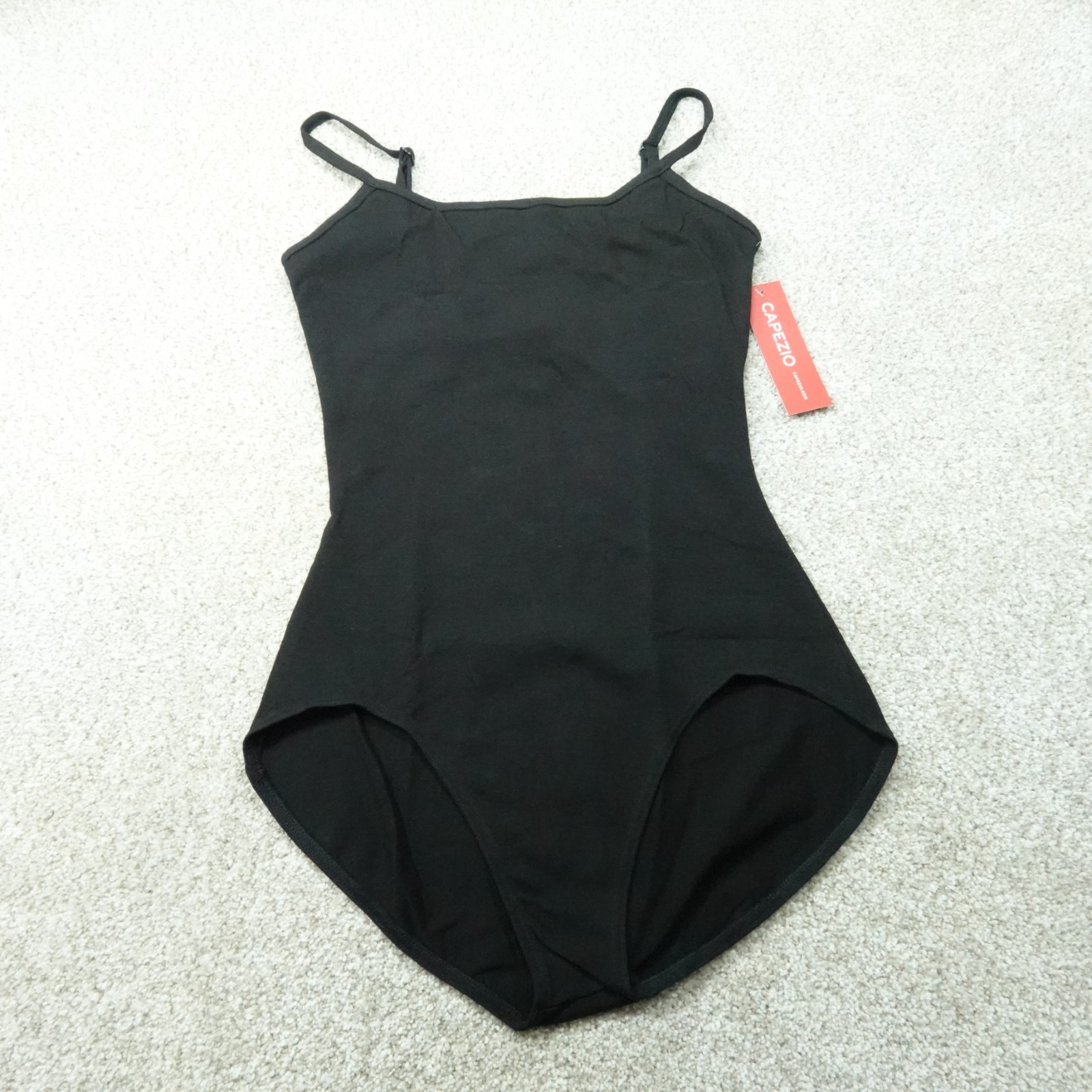 Capezio Leotard Womens Large Black Cami Shelf Bra Adjustable Straps Ballet Dance