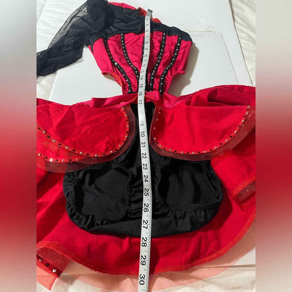 Kelle dance costume black red leotard skirt 2 piece CHASING STARS 5341 MA adult