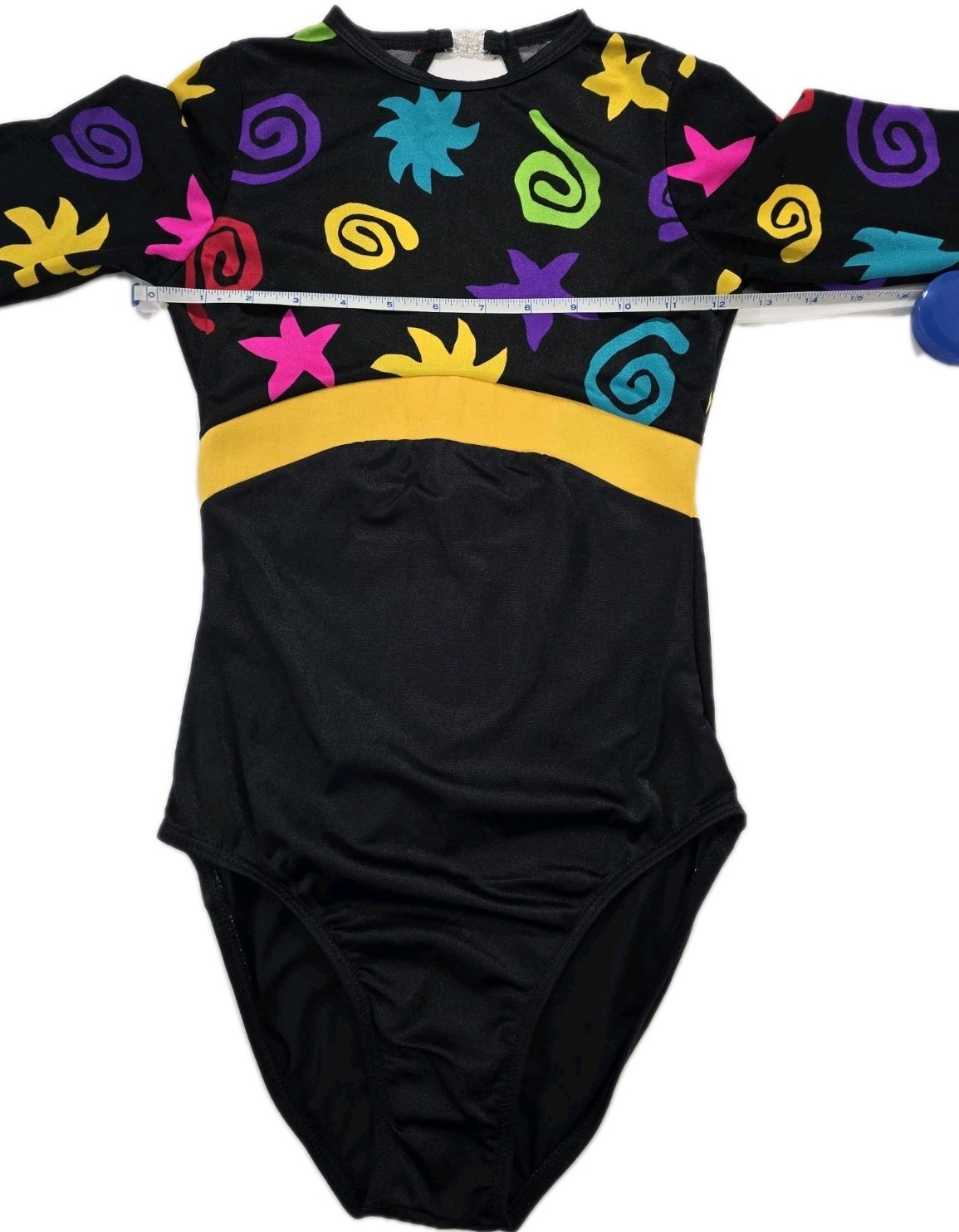 Body Wrappers Vintage 80s Open Back LS Colorful Leotard Dance Preteen Adult XS/S