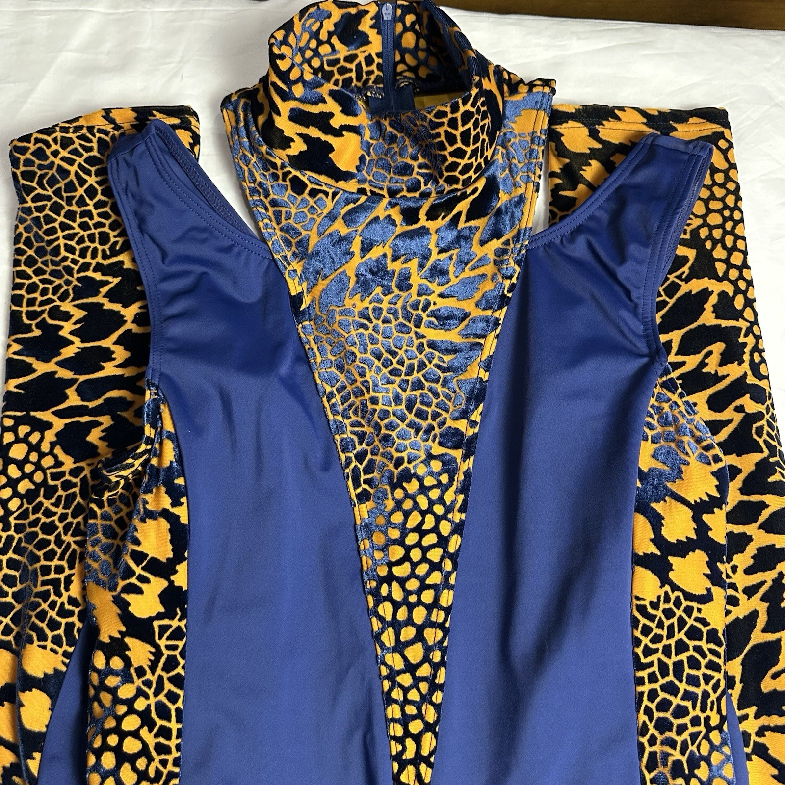 Weissman Stampede Animal Burnout Velvet Sleeveless Unitard Dance Costume MA