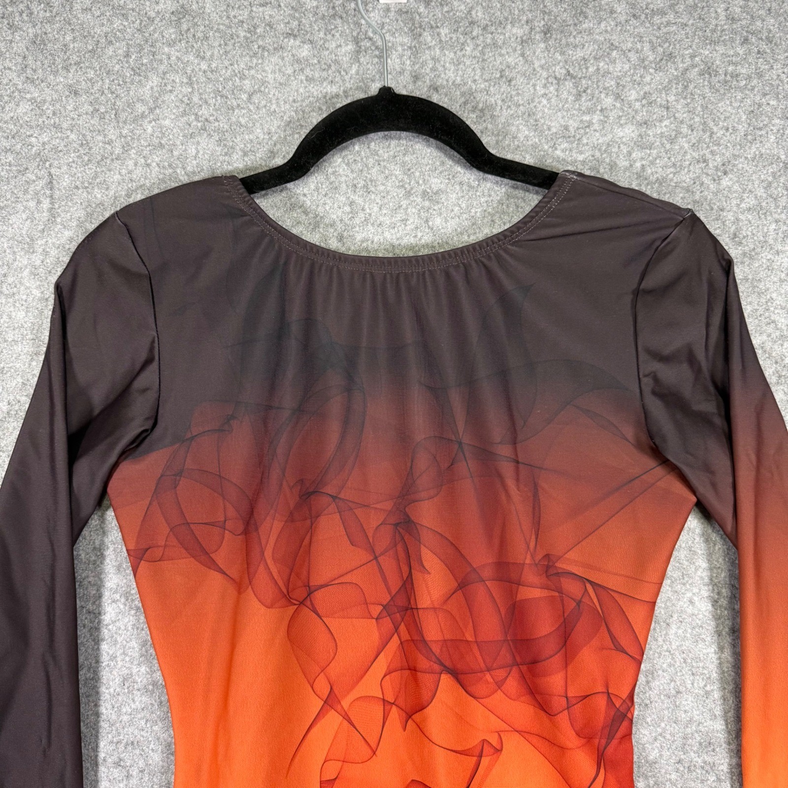Alexandra Leotard Womens XL Orange Ombre Graphic Long Sleeve Dance Gymnastics