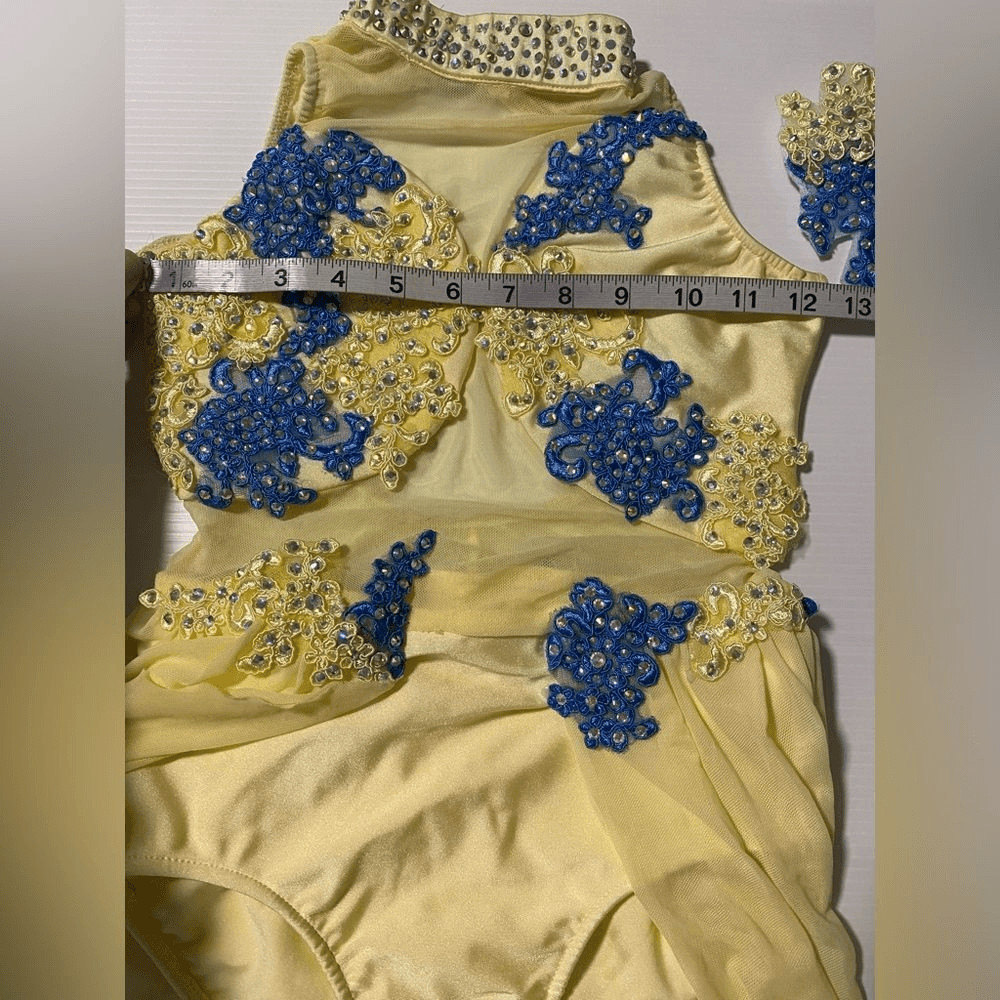 Glamour Solo Dance Costume MC Child Yellow Blue Lyrical Contemporary floral