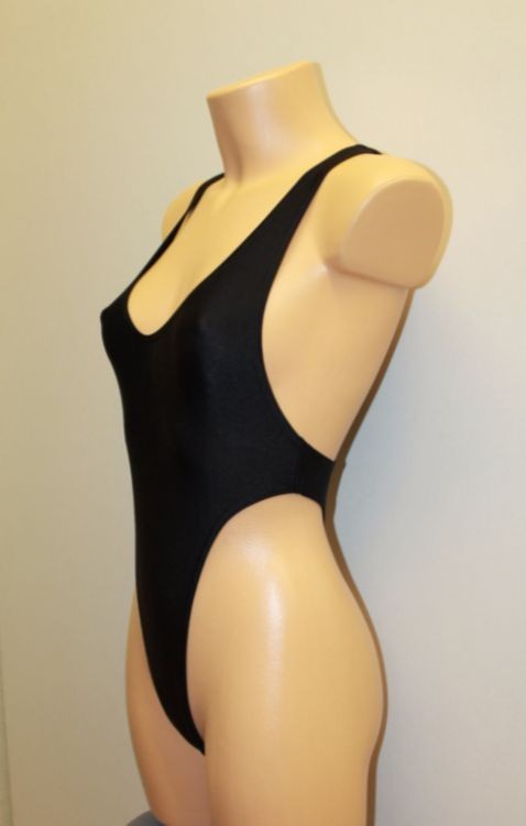 Women Thong One-piece Leotard 202-07 Racerback Black Spandex Size S