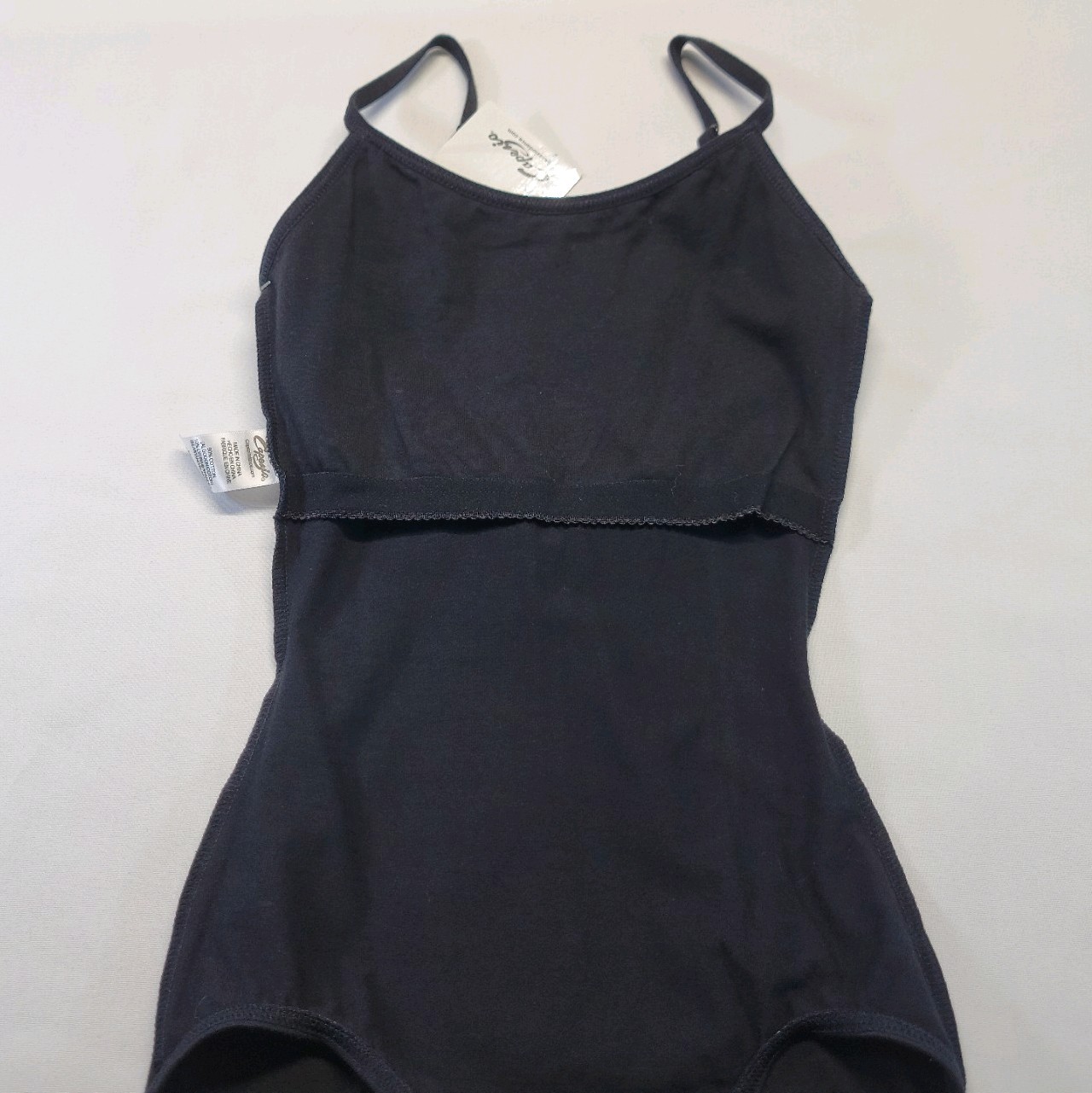 Capezio Cami Leotard with Adjustable Straps Black Scoop Front V-back SZ. XS-Tall