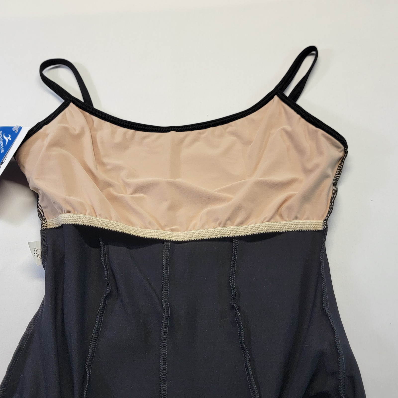 Motionwear Princess Center Seam Camisole Leotard Black Front/Back Scoop SZ XL-A