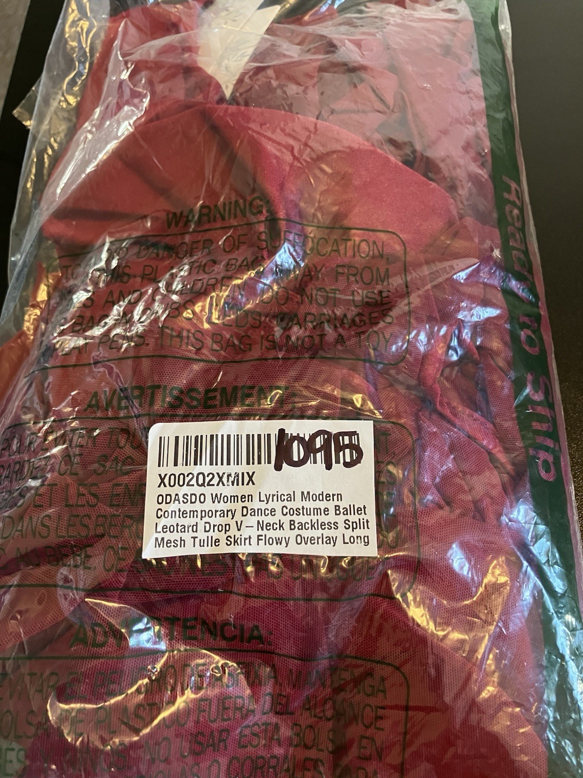 Odasdo Ballet Dance Flowy Overlay Wine Red Long Small C1095