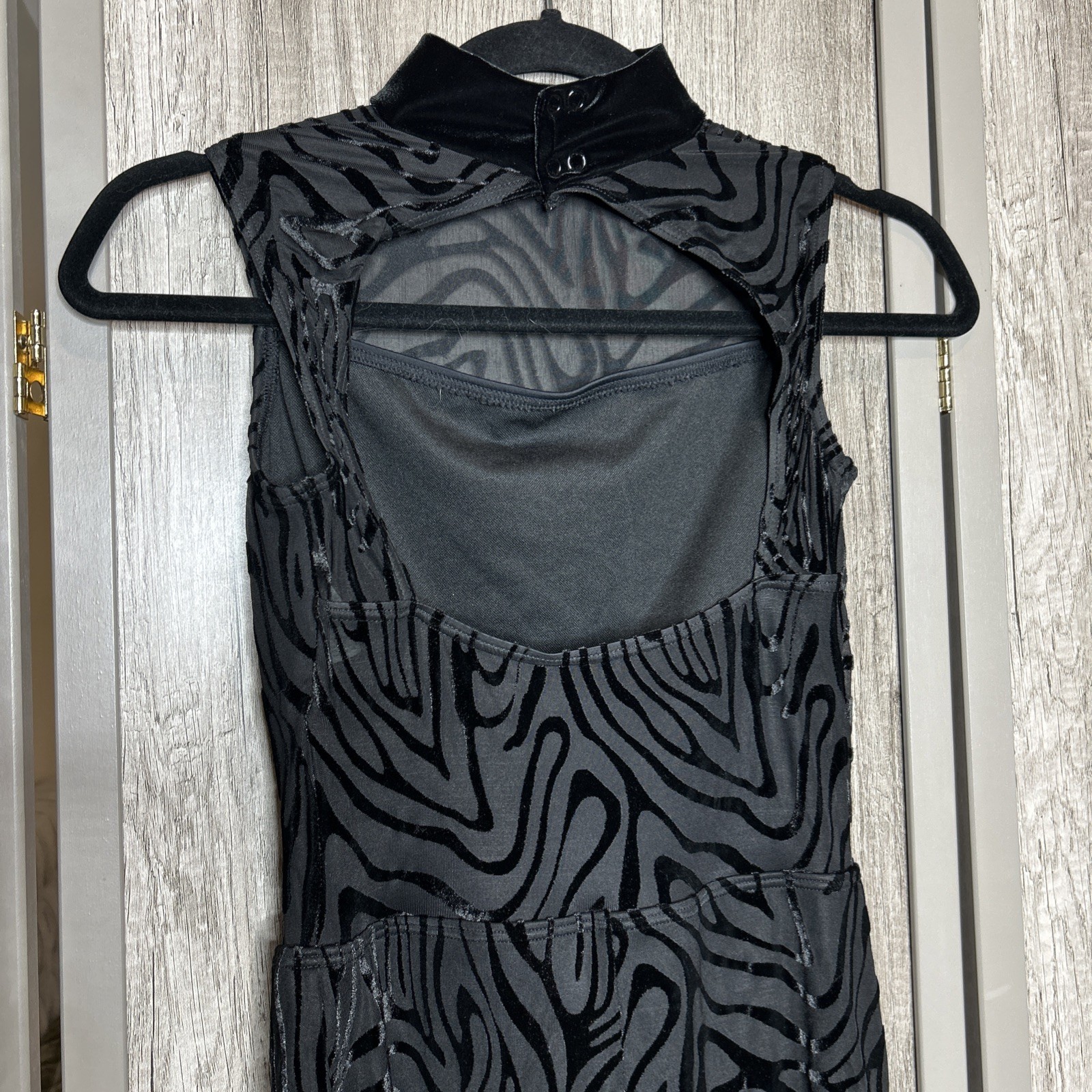 Weissman Unitard Women Size S Long Leggings Burnt Velvet Dance Costume Black