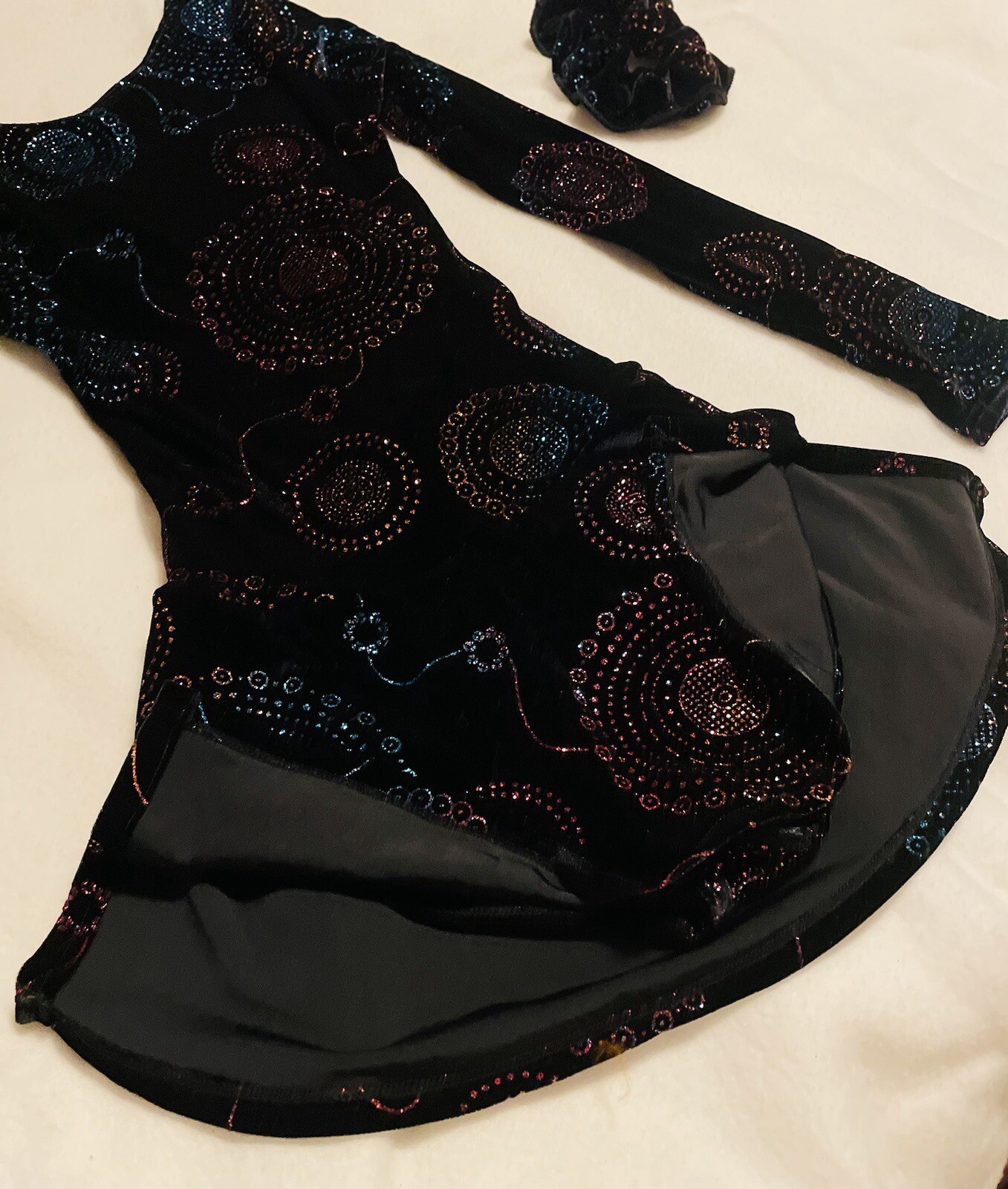 Mondor Glitter Black Multicolor Kids Dance Figure Skating Leotard