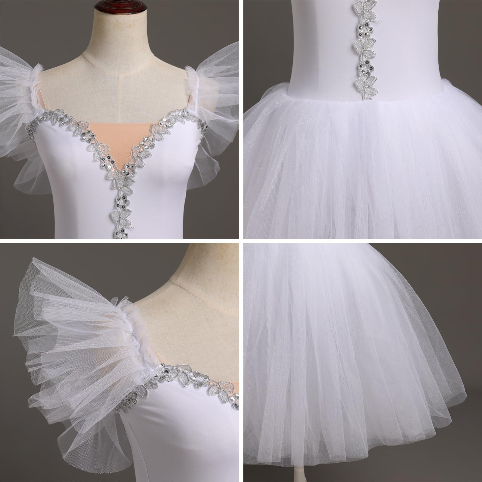 Elegant Ballerina Leotard for Women – Embroidered Tulle Skirted Dance Costume