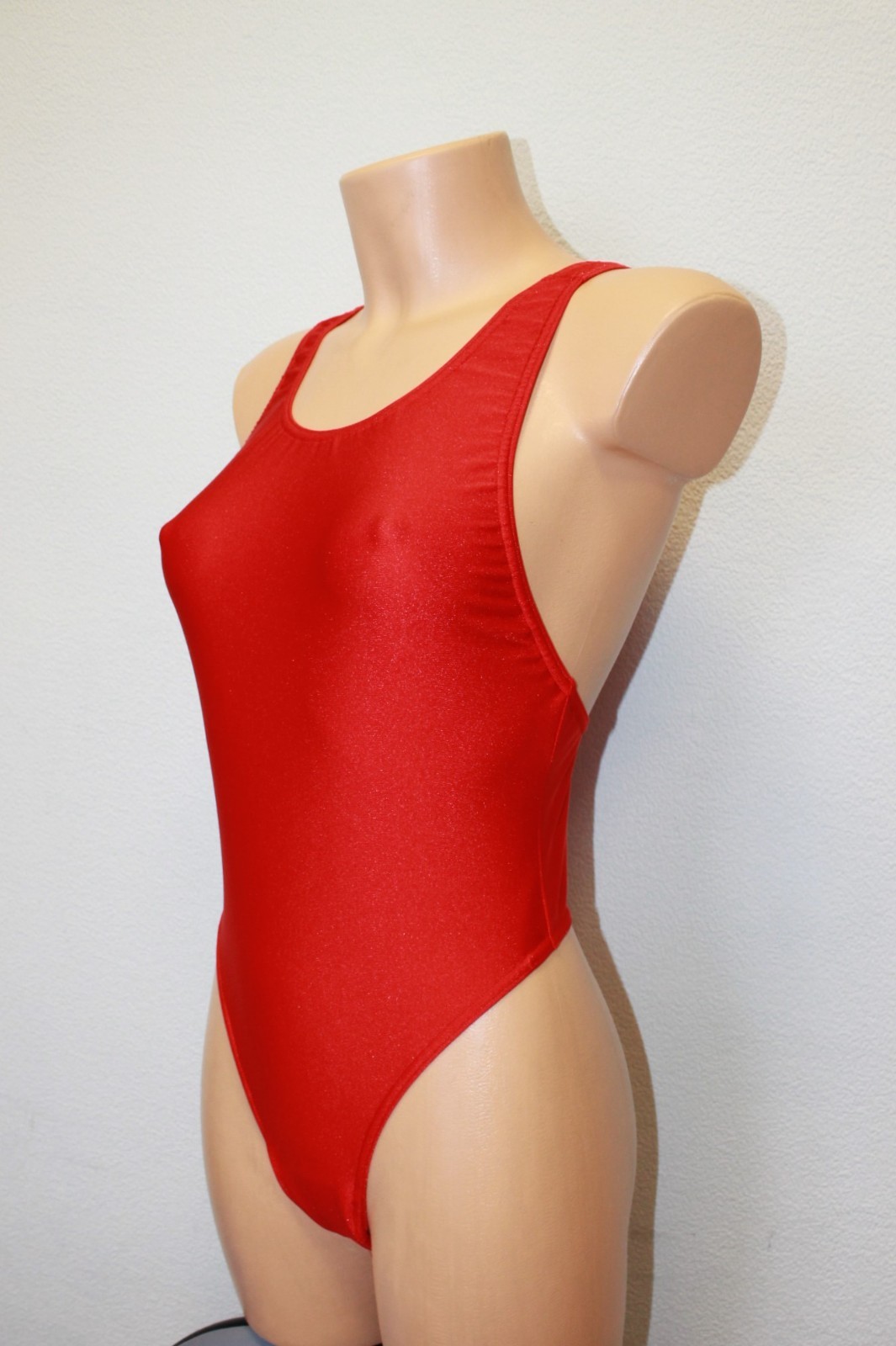Women Thong One-piece Leotard 202-06 Racerback Red Spandex Size S