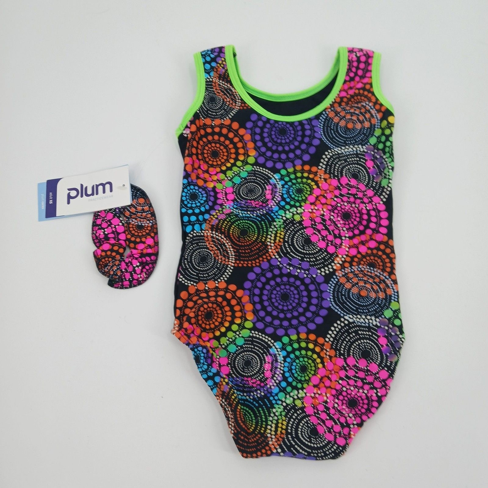 womens plum practicewear bodysuit black size XS attached scrunchie brand new