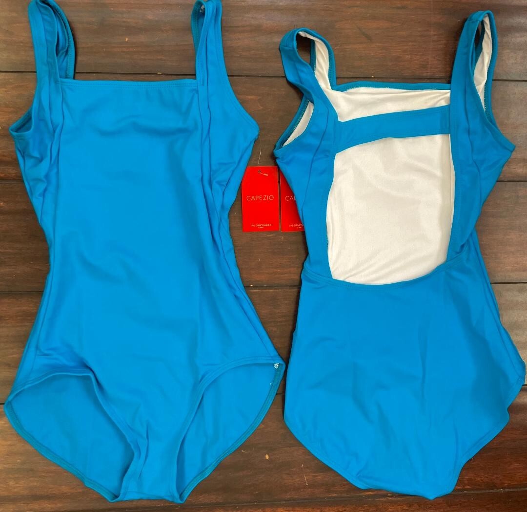 NWT Capezio #TB202W Medium Adult BlueTank Ballet Dance Leotard