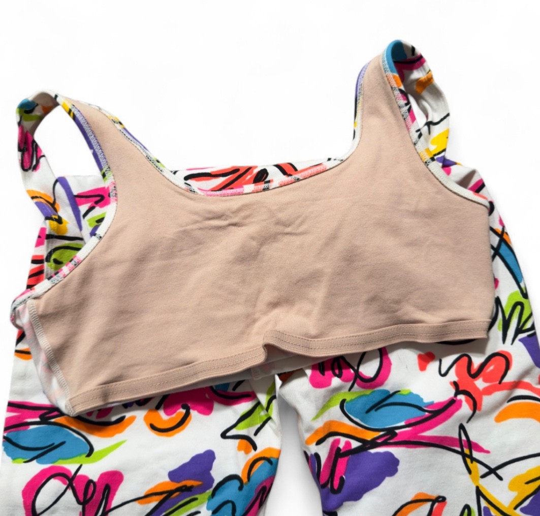 vintage late 80s / early 90s gilda marx california body neon brushstroke unitard