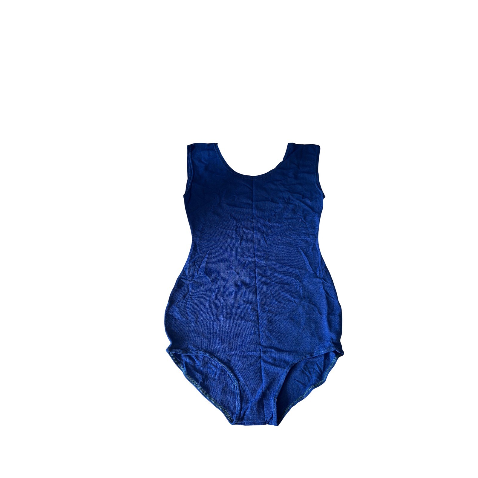 Vintage 60s Danskin Royal Blue Sleeveless Scoop Neck Knit Leotard Bodysuit L