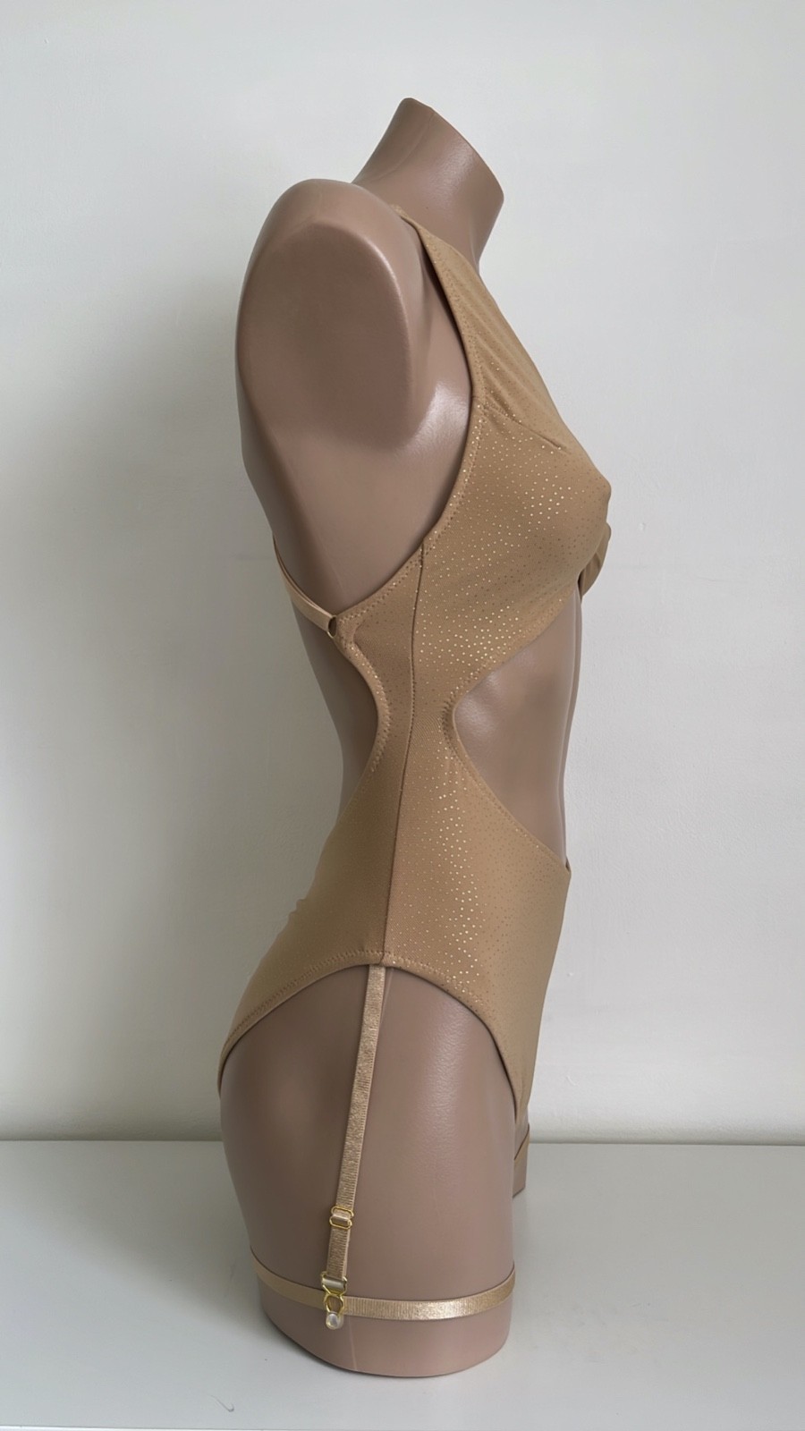 Schminke 🔥 dance wear nude mesh sparkle bodysuit monokini pole-wear one-piece