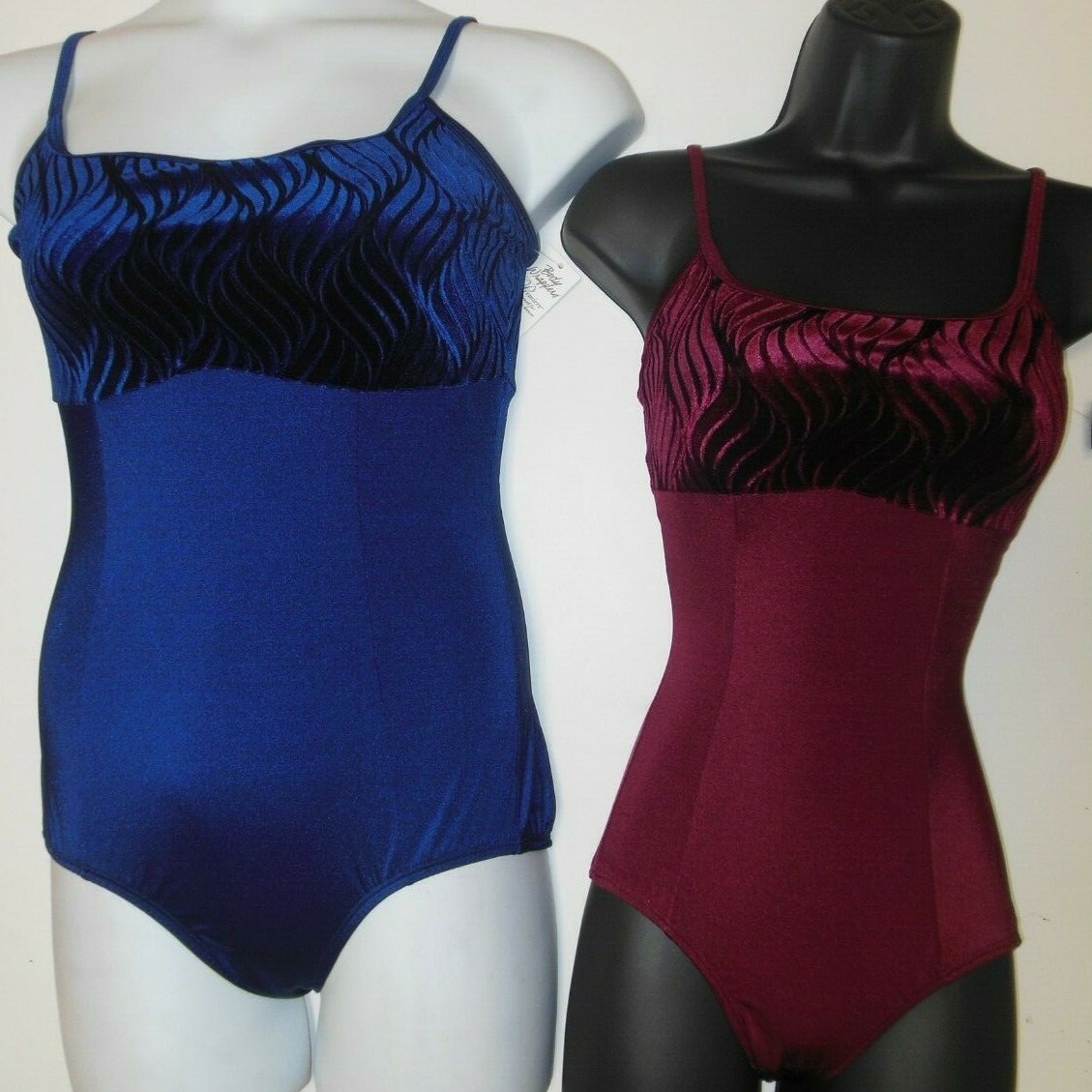 Body Wrappers P670 Velvet Bodice Cami Leotard Wine or Navy Ladies Xs, Lge Tall