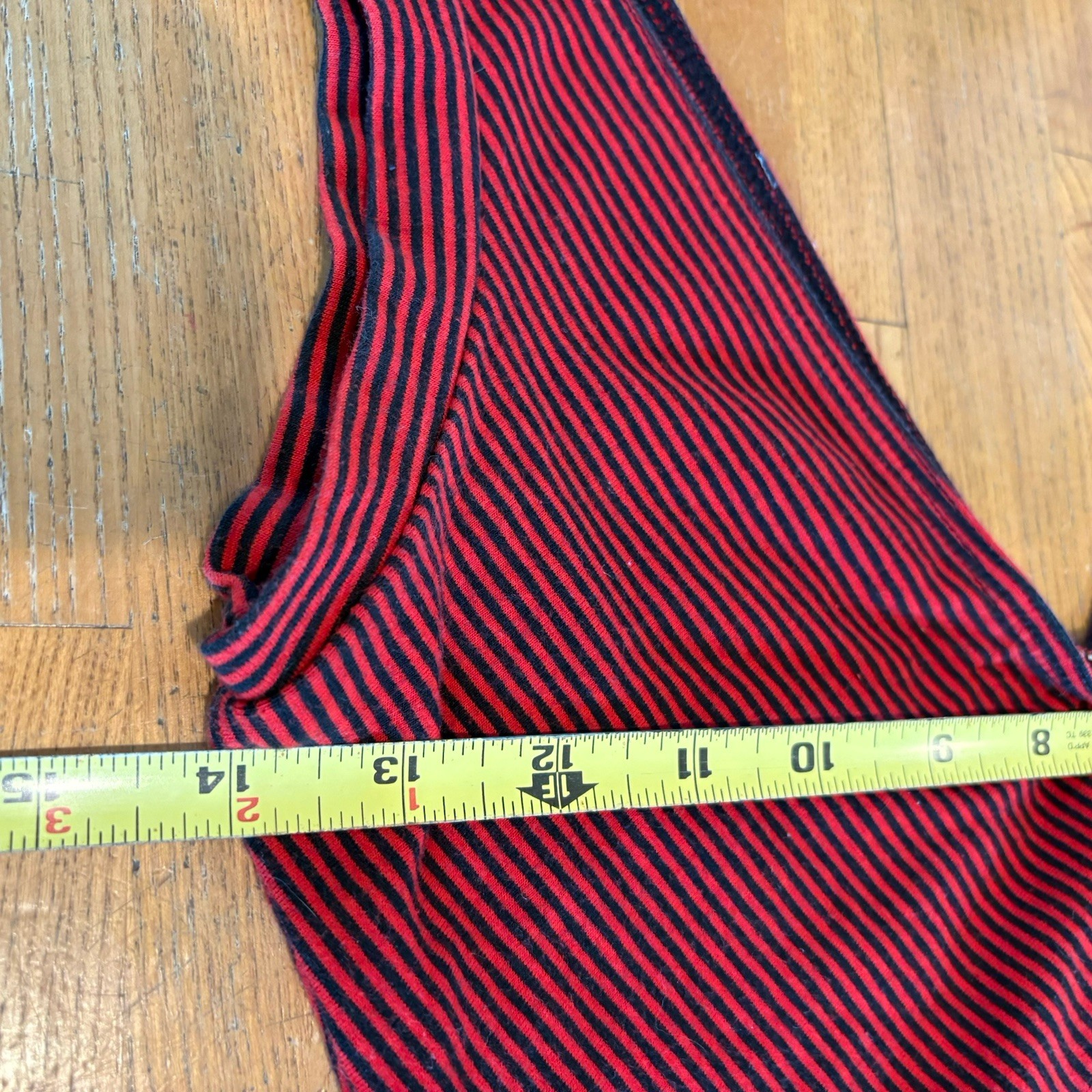 Cathy George Designs CA Leotard Med Red Navy Stripe V-Neck Sleeveless Stretch