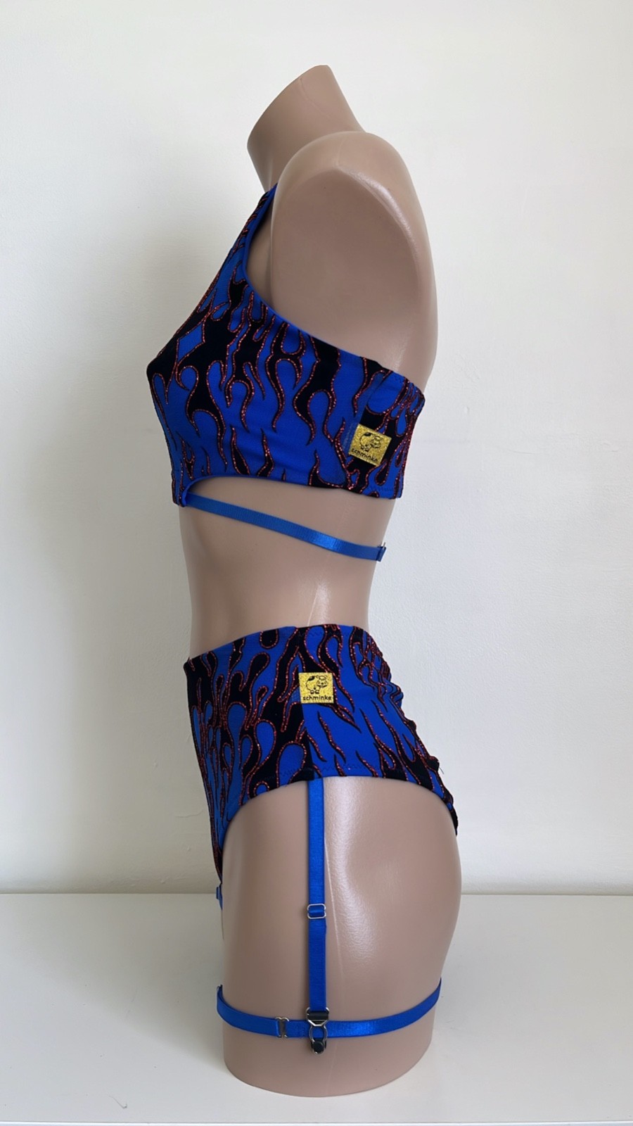 Schminke 🔥 Mesh Flames fire festival pole dance wear UV halter top sweetheart