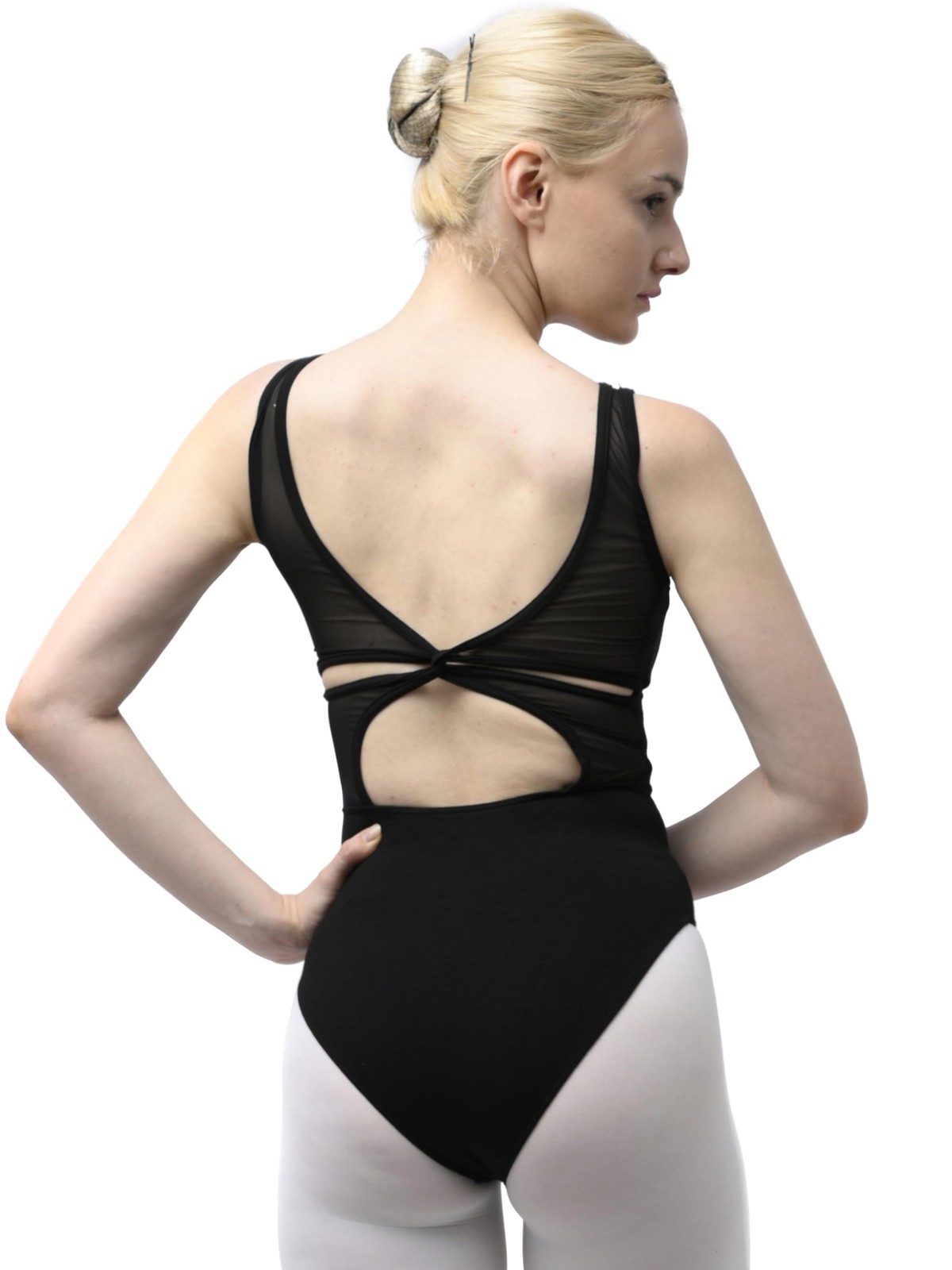 Womens Black Mesh Cutout Leotard for Dance or Gymnastics 03D2406 Black, S