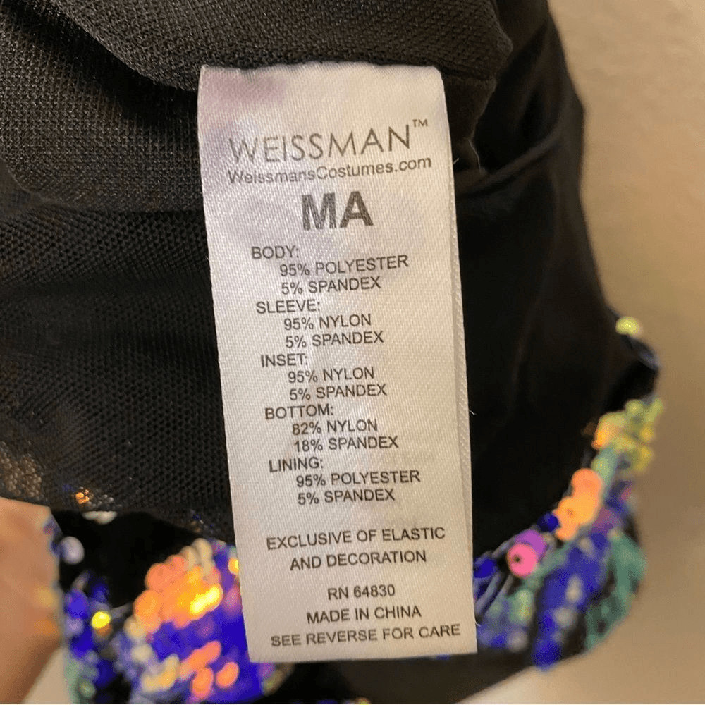 WEISSMAN Dance jazz black mesh sequin Costume WANT YOU BACK 10553 MA adult