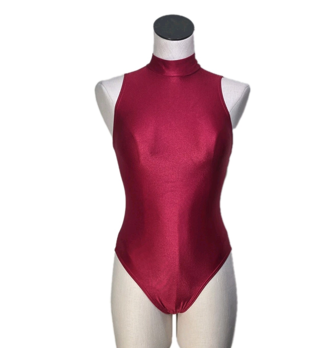 Body Wrappers VTG Open Back High Neck Keyhole Vented Leotard Red Size AS